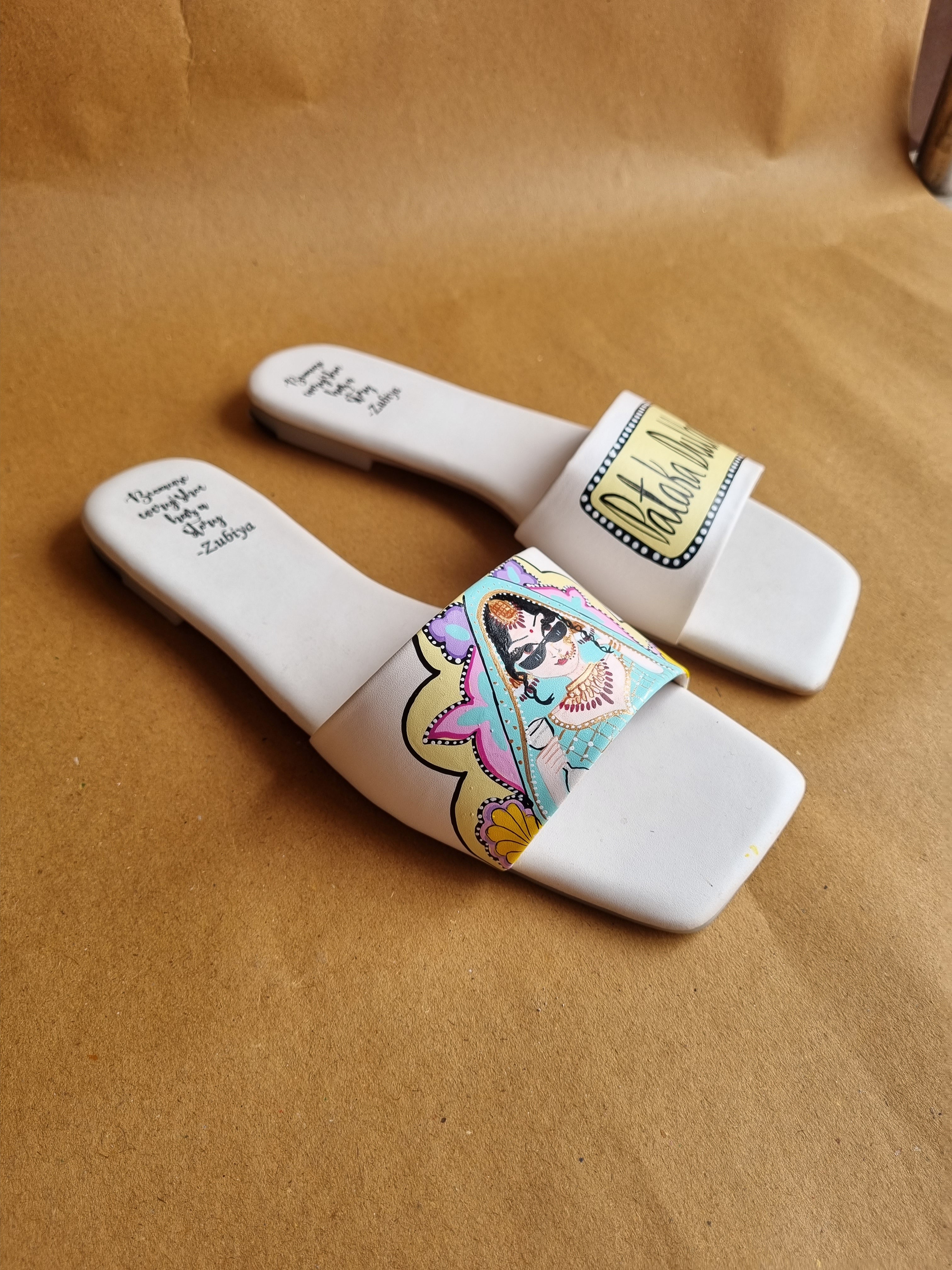 White sq toe swagger slides