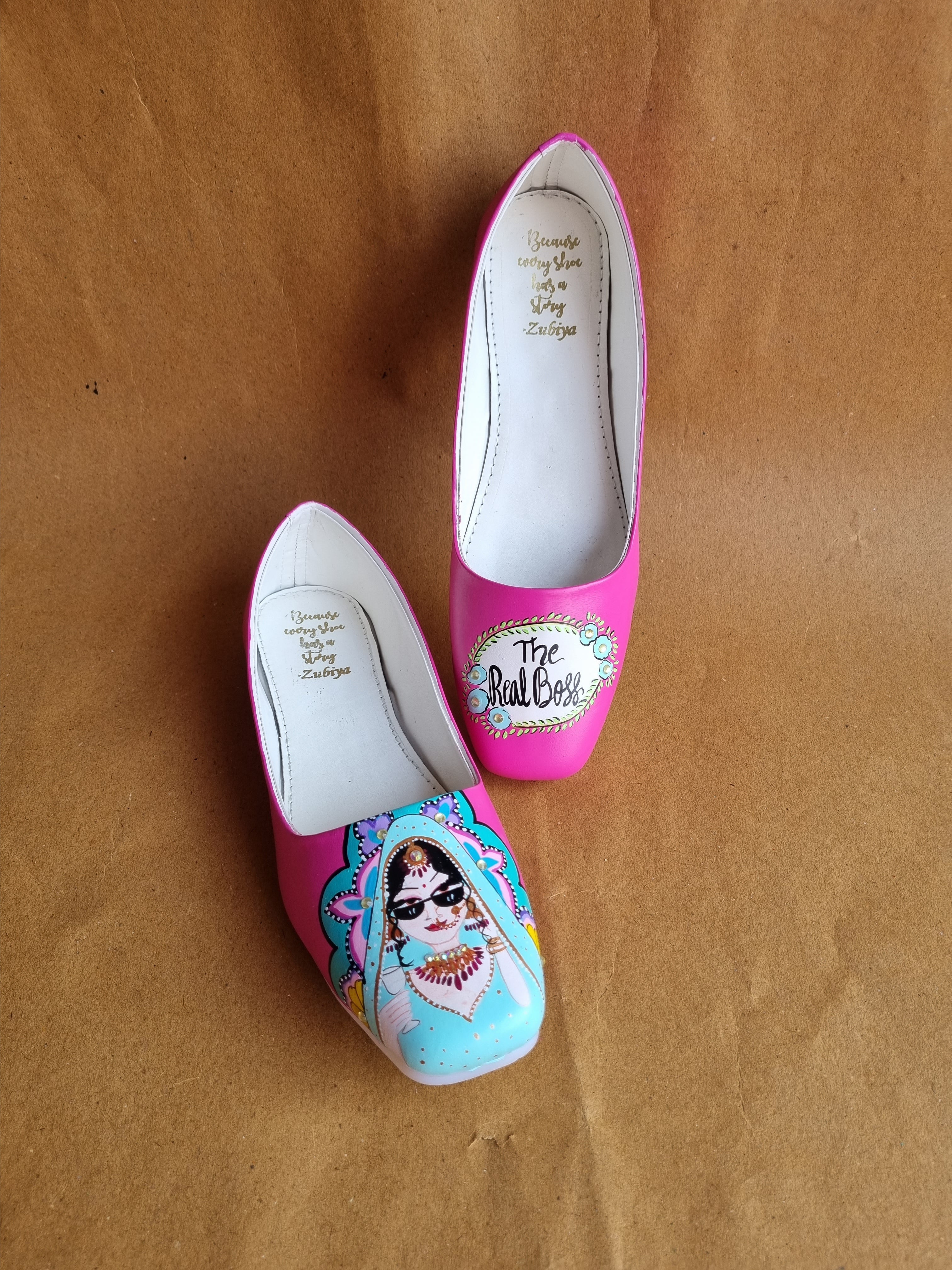 Hot pink swag dulhan round toe juttis