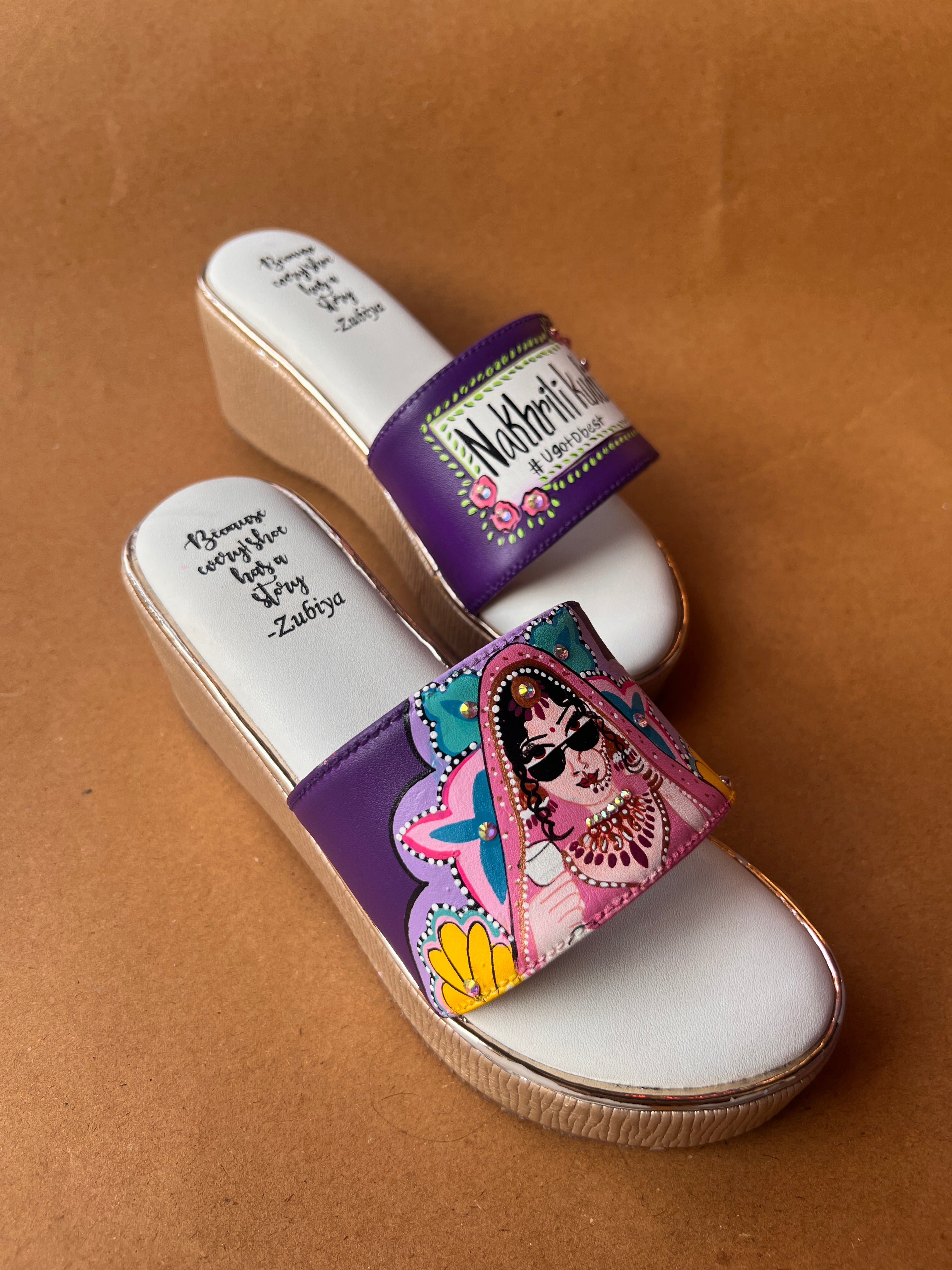 3 inch golden wedges purple swag dulhan heels