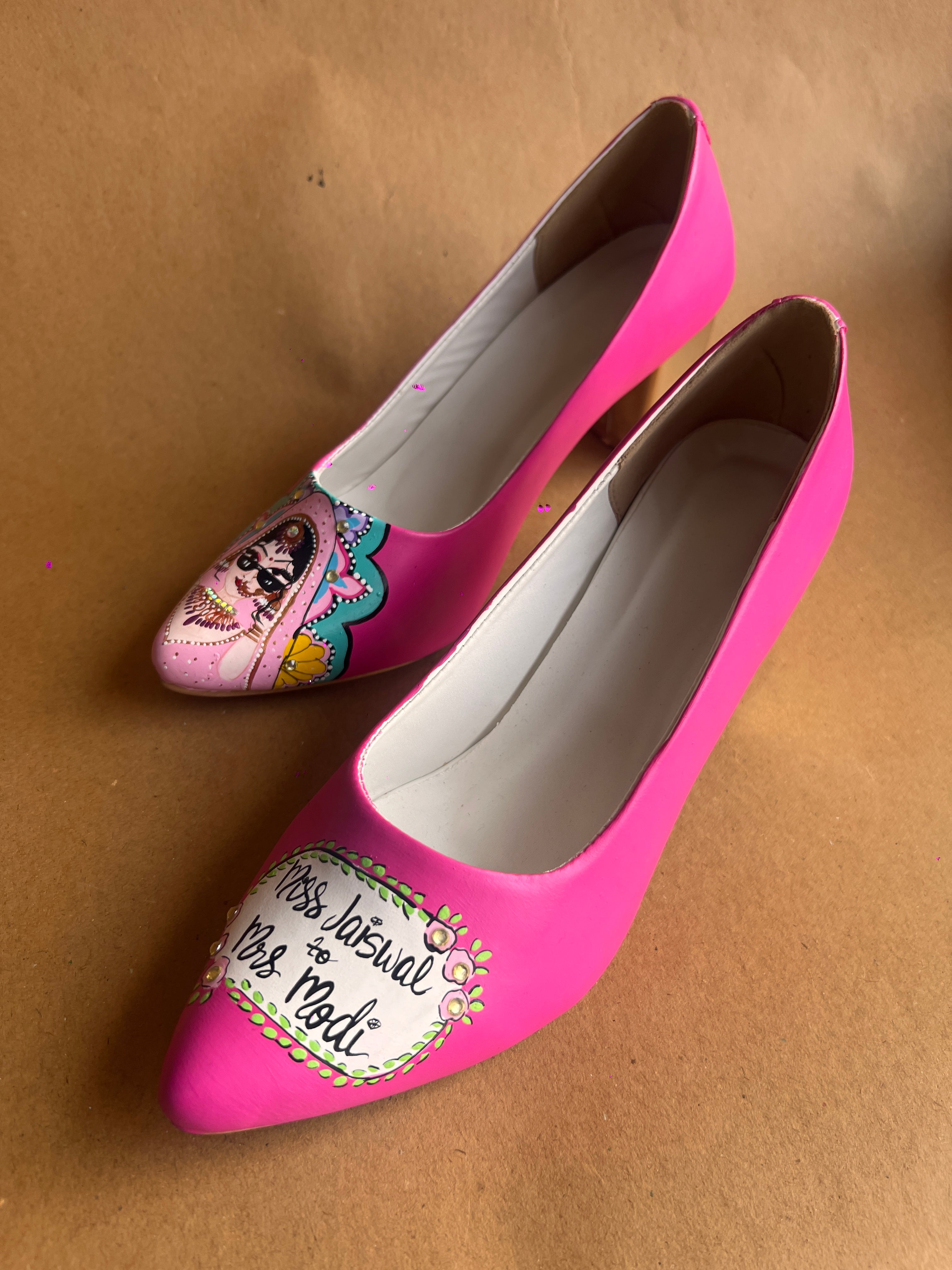 Hot pink Swag dulhan 3.5 inch block pumps