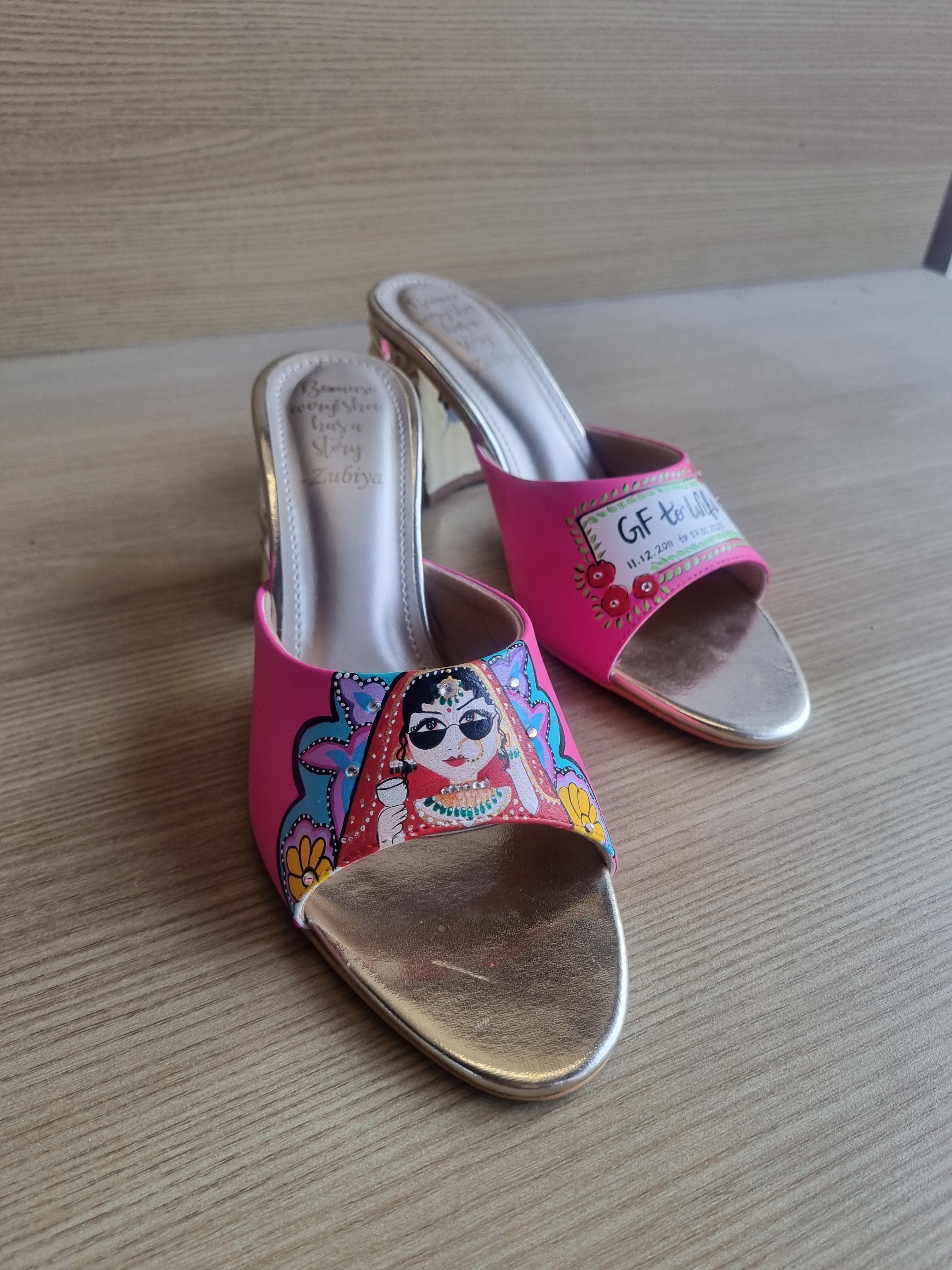 Pink swag 3 inch golden heels