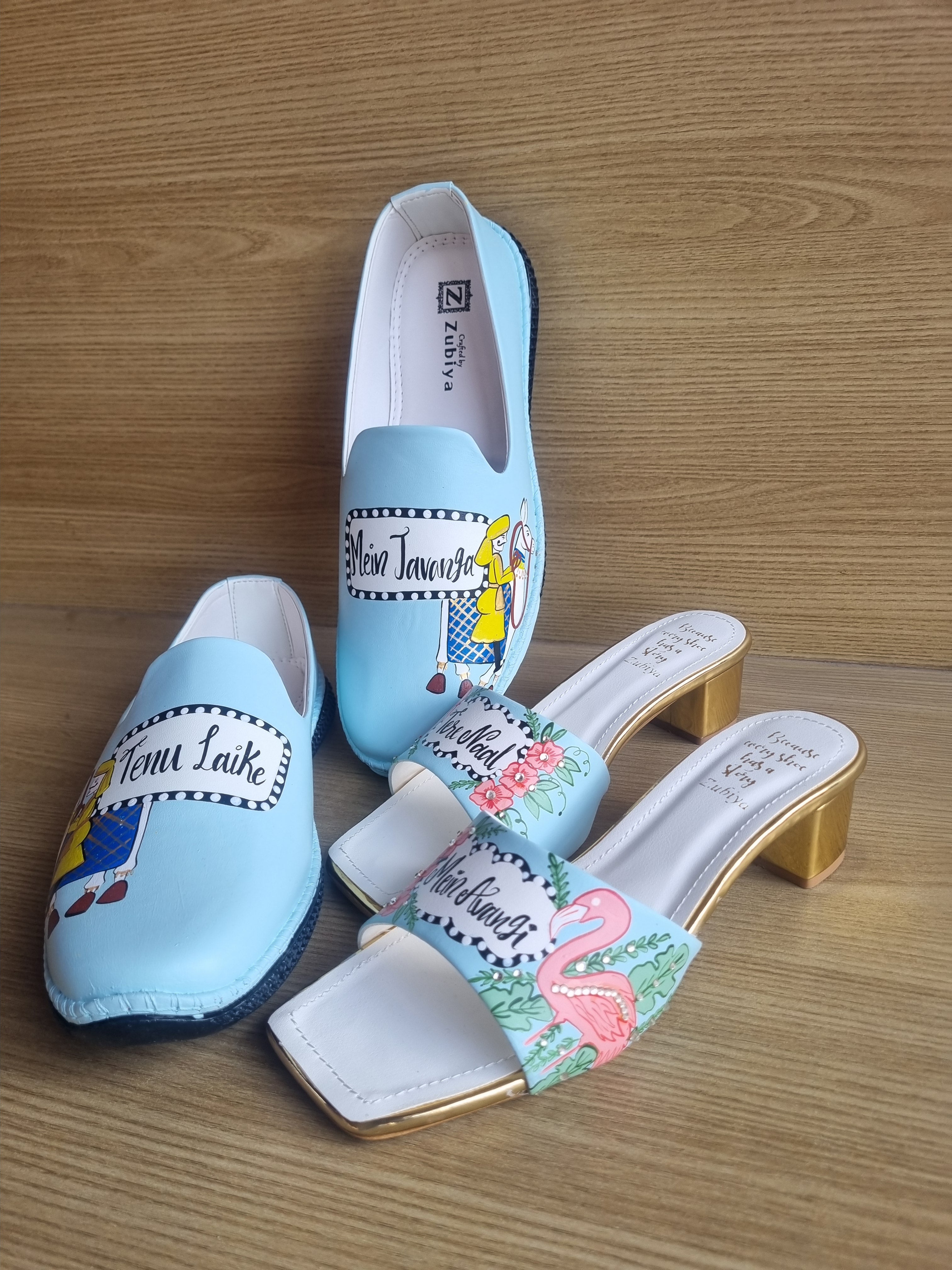 Chalk blue swag-flamingo couple combo