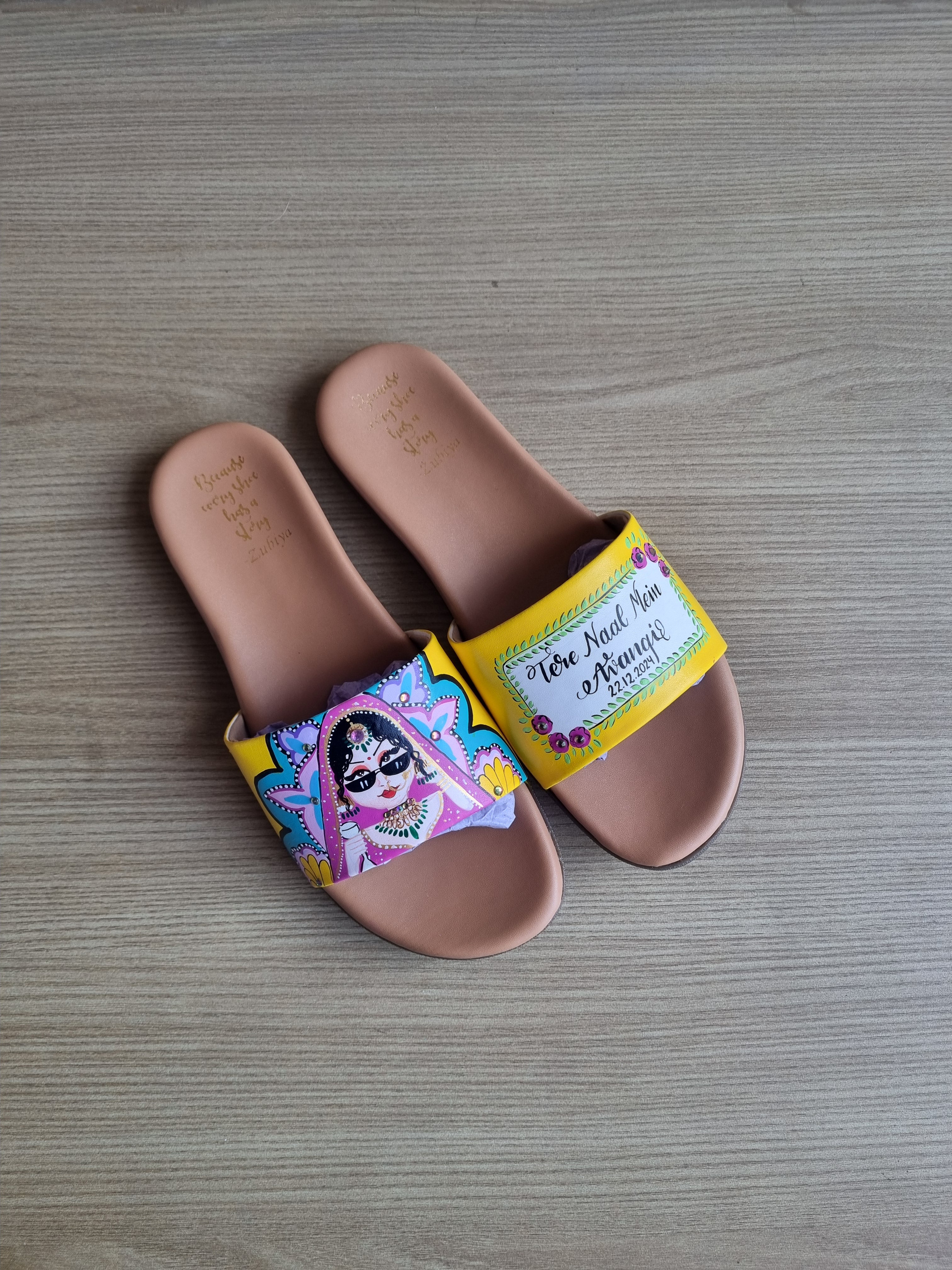 yellow/blue swag couple flats combo