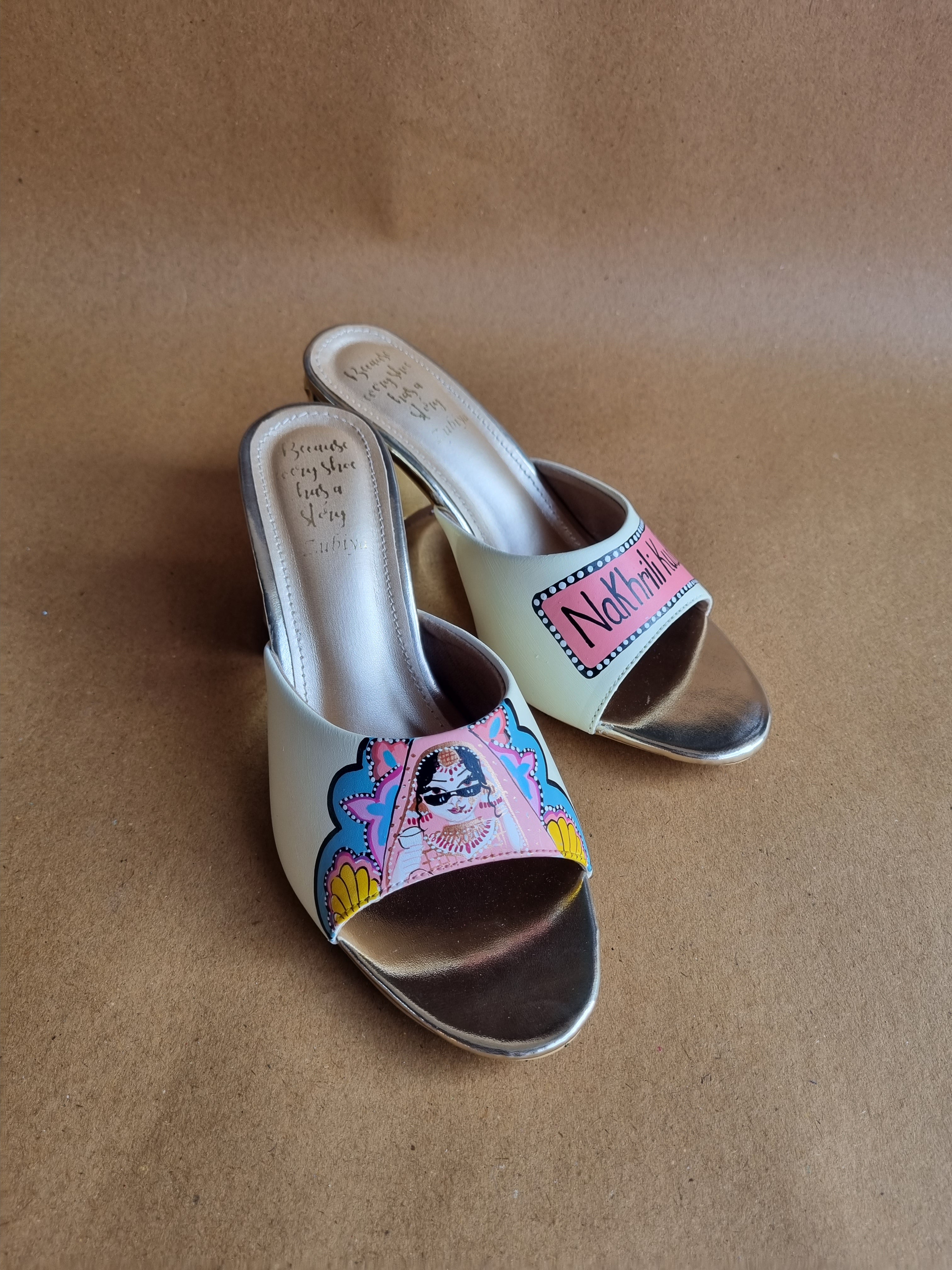 3 inch beige swag dulhan heels