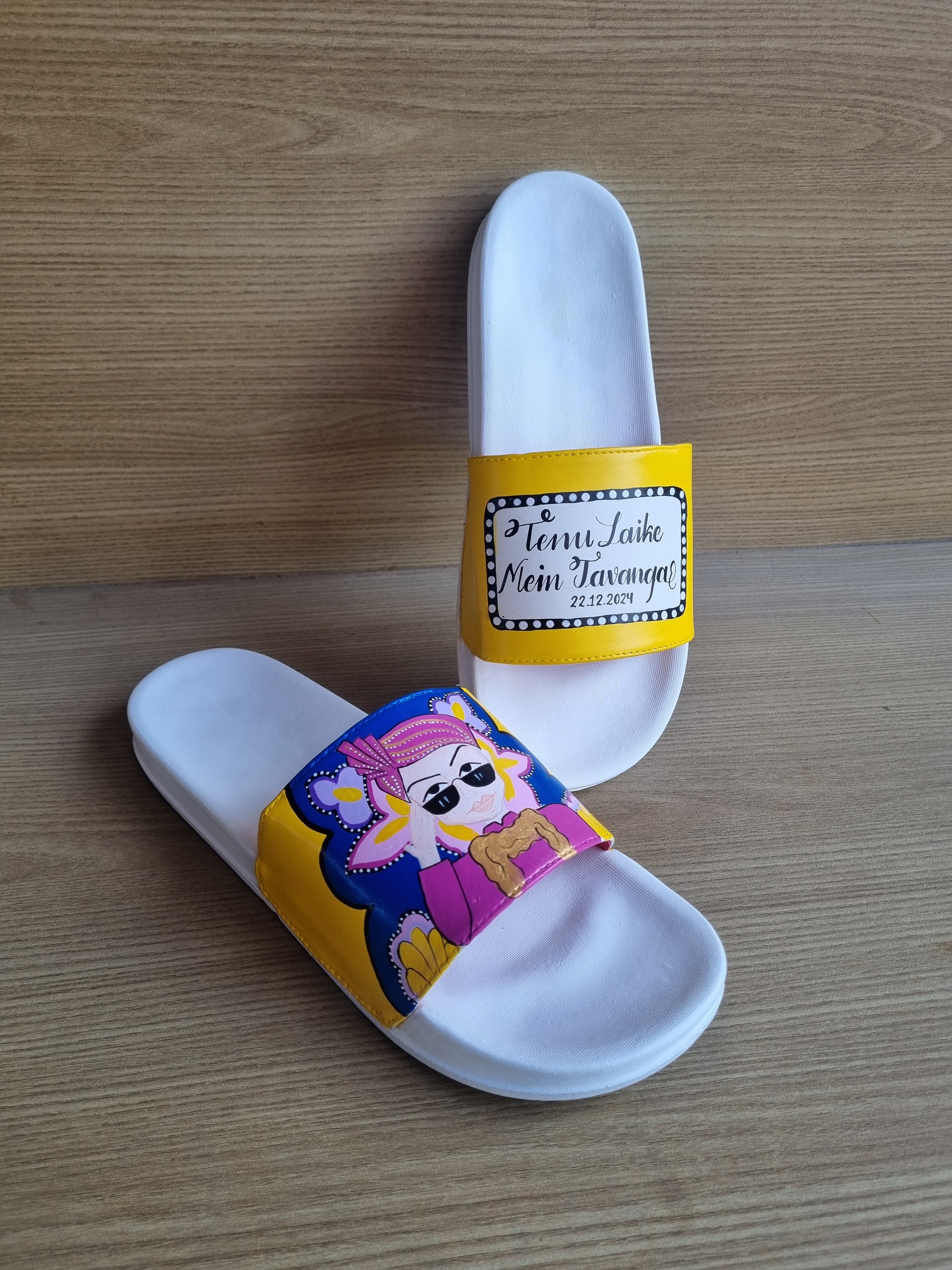 yellow/blue swag couple flats combo