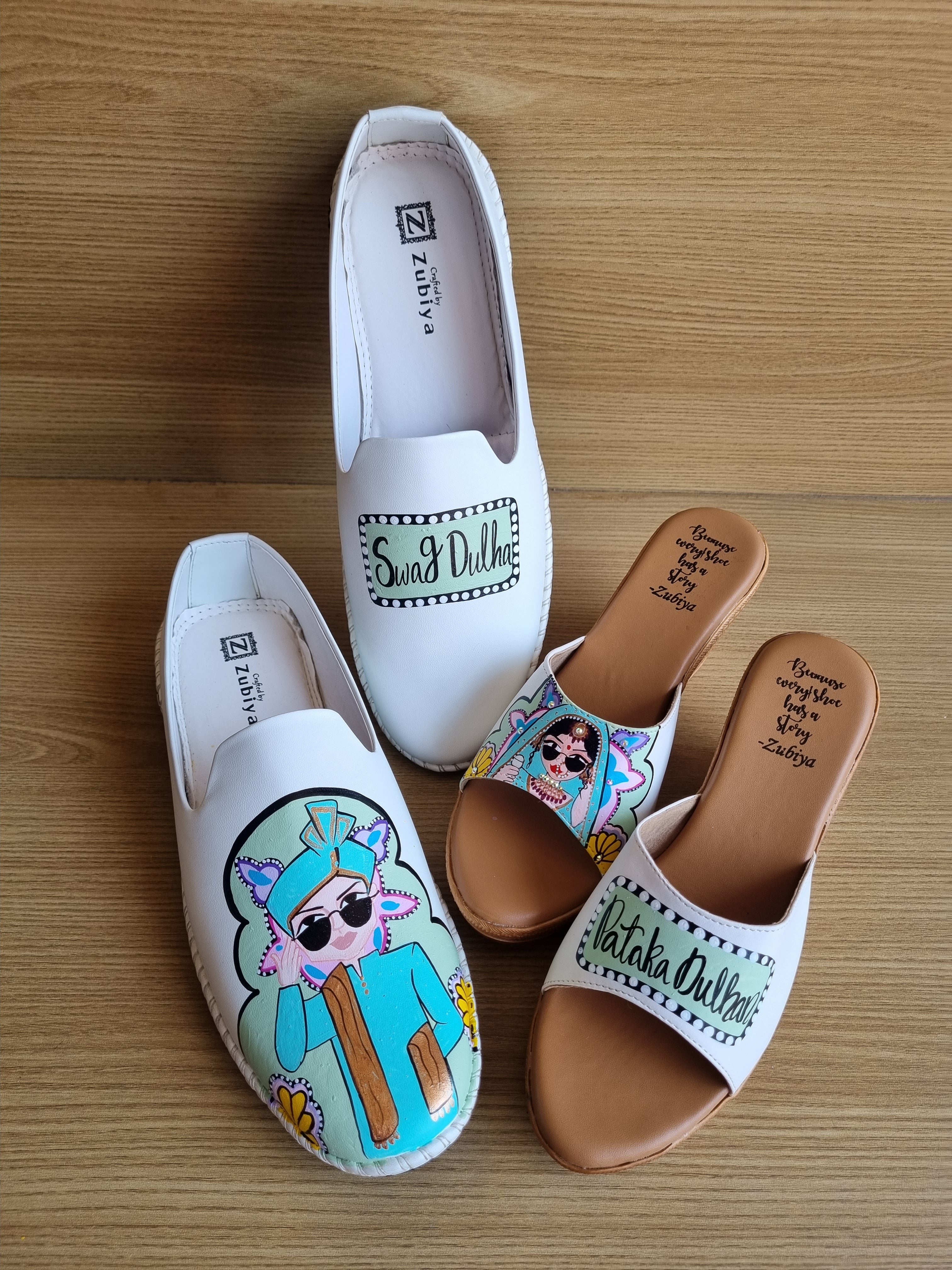 White - pista green men’s Mojris - 3.5 inch wedges couple combo