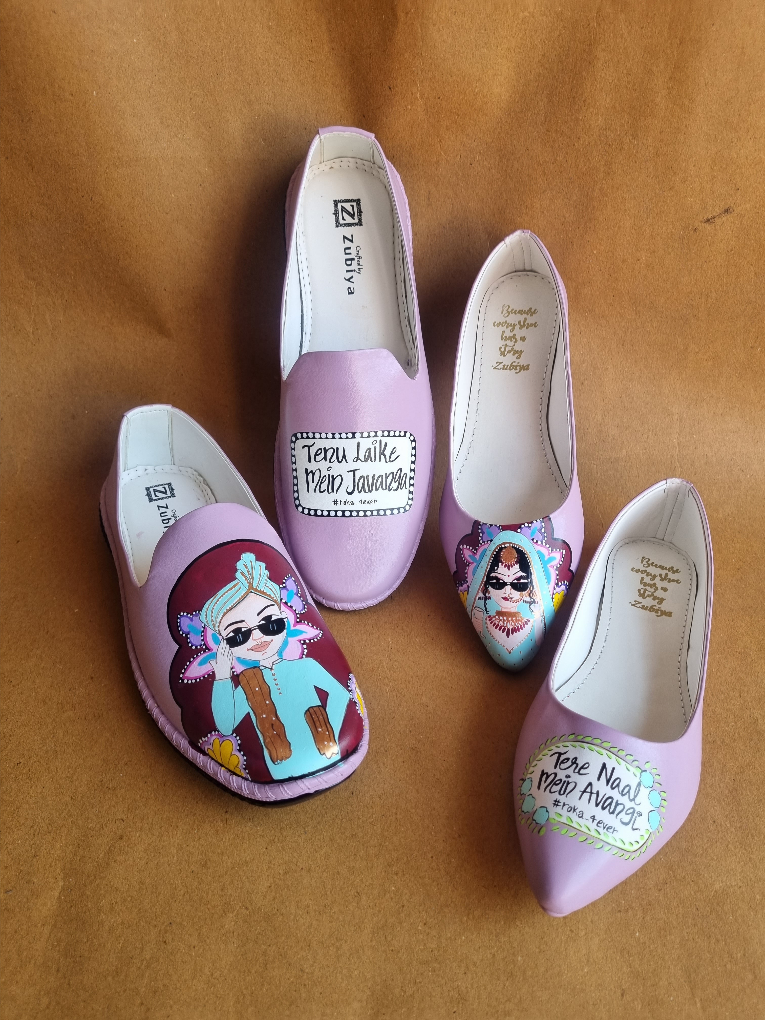 Onion pink juttis couple combo