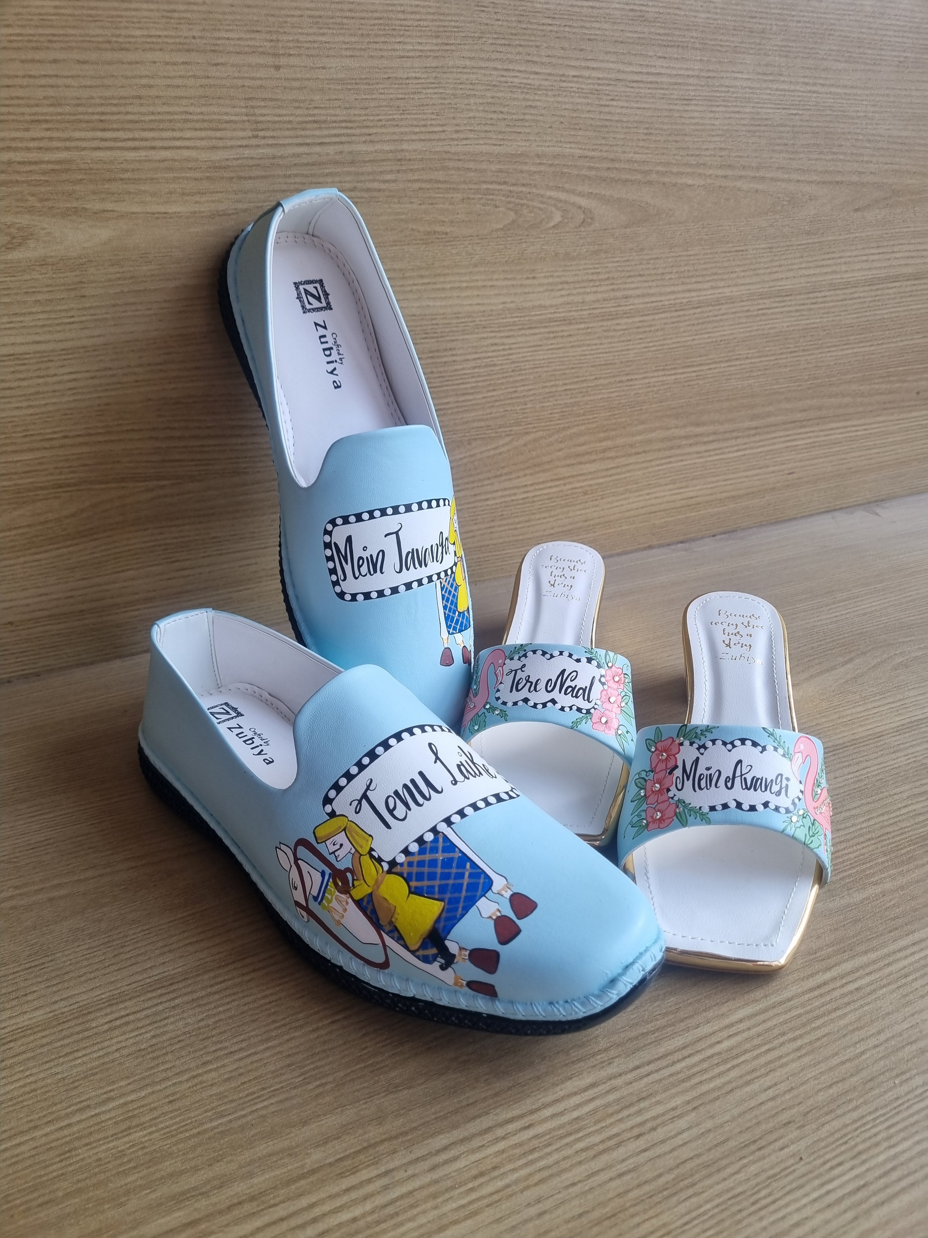 Chalk blue swag-flamingo couple combo