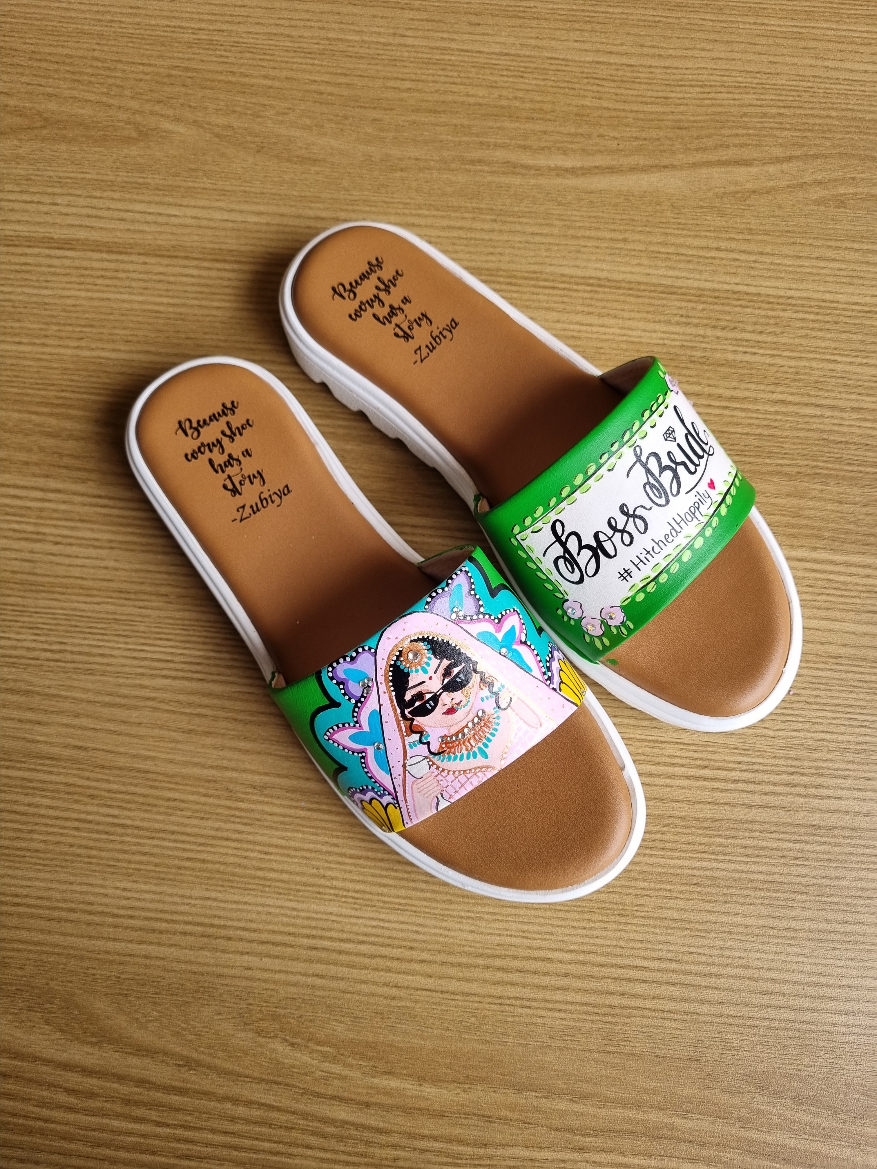 Parrot green Swag Dulhan Artwork Flats