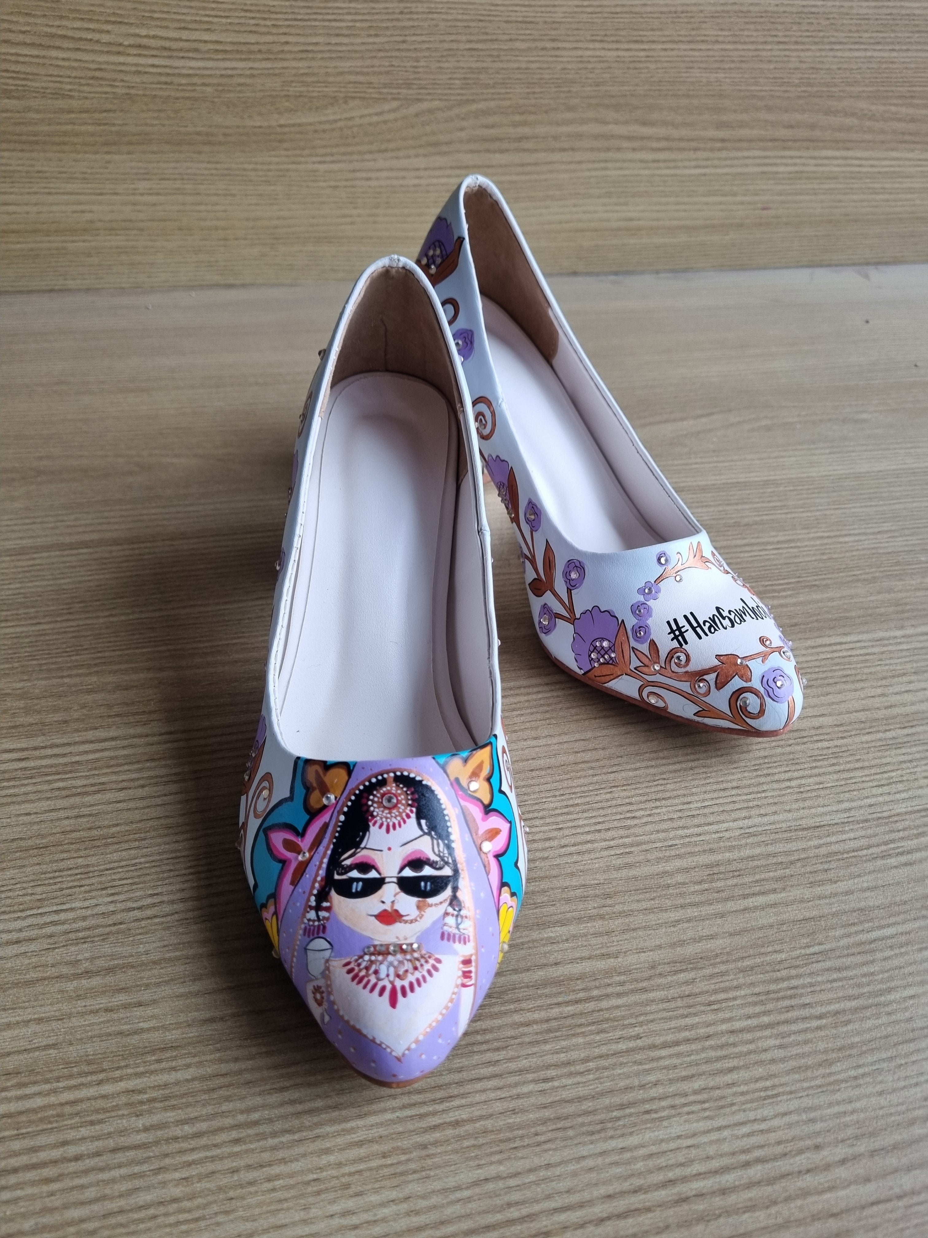 Powder blue lavander intricate men’s Mojris - 3.5 inch pump block couple combo