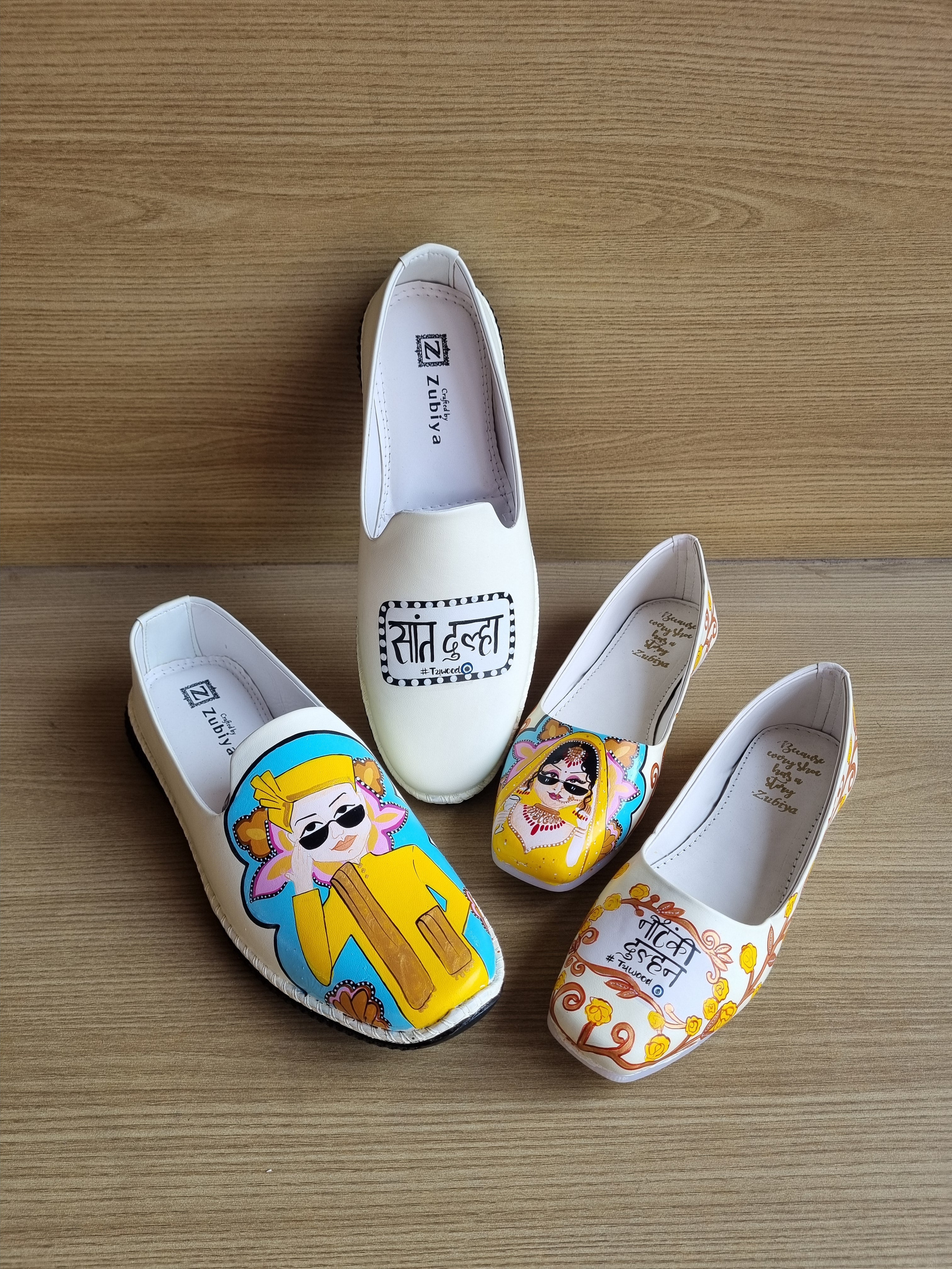 Beige rajwada juttis couple combo