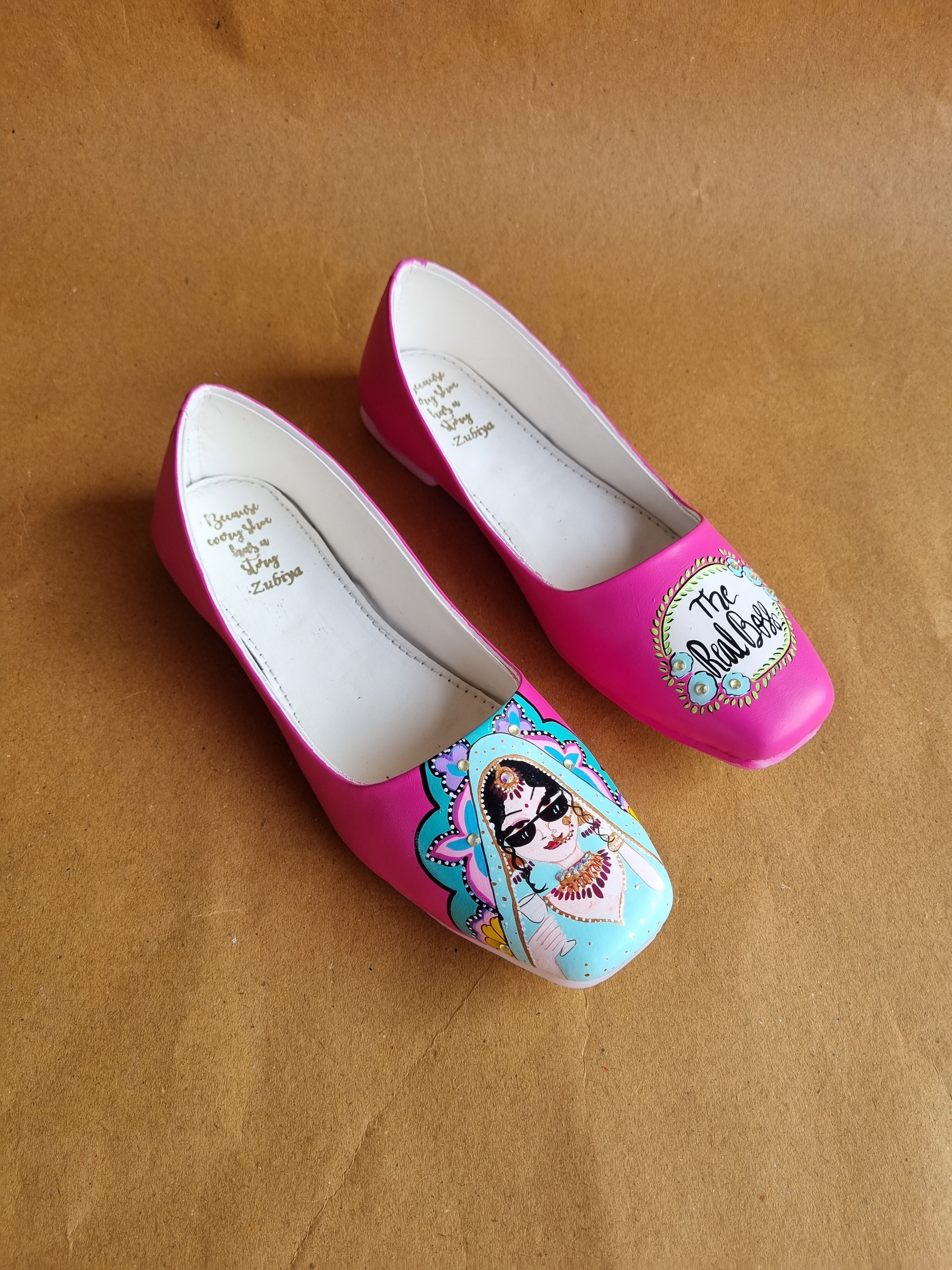 Hot pink swag dulhan round toe juttis