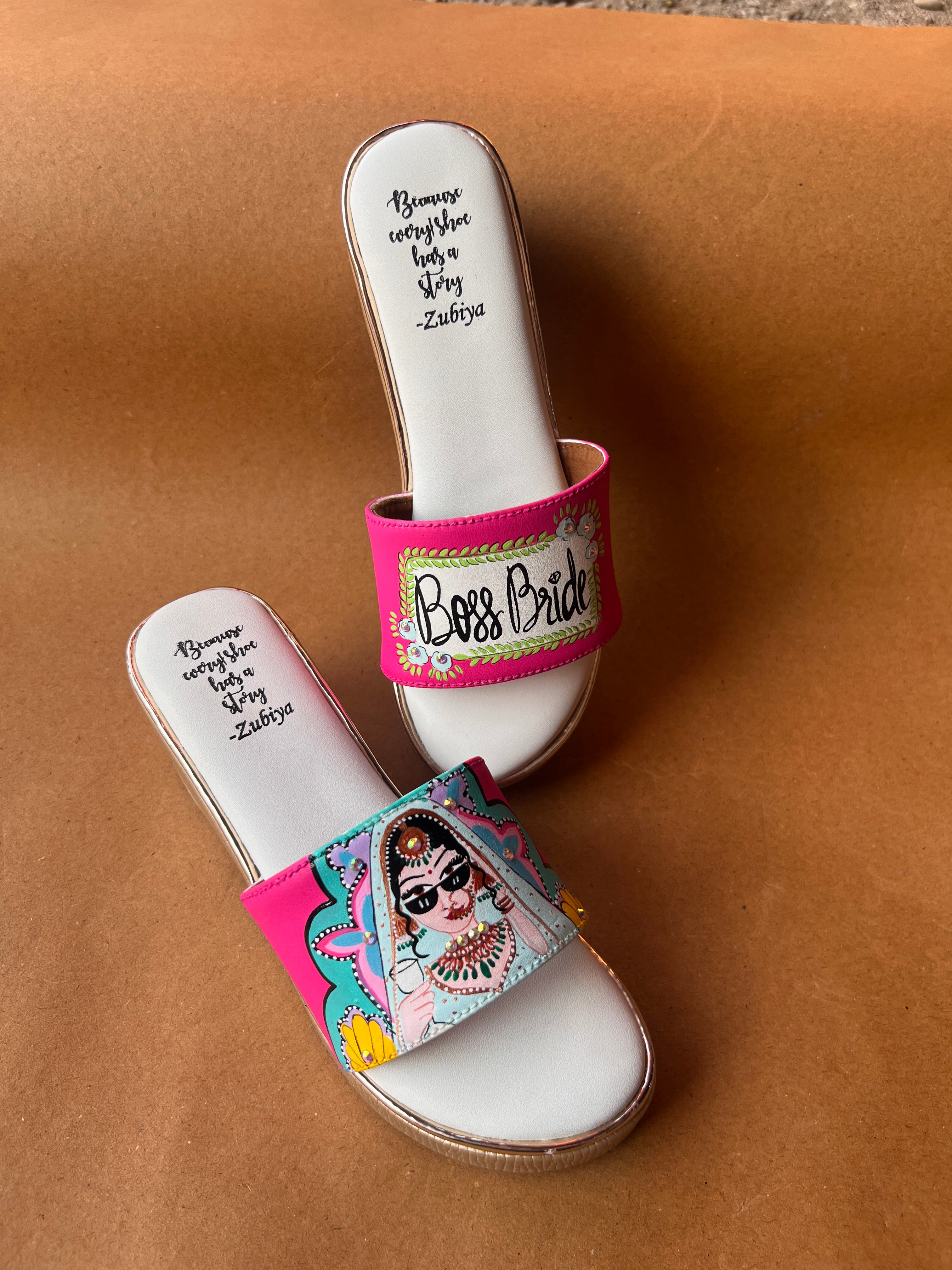 Hot Pink golden wedges swag dulhan heels