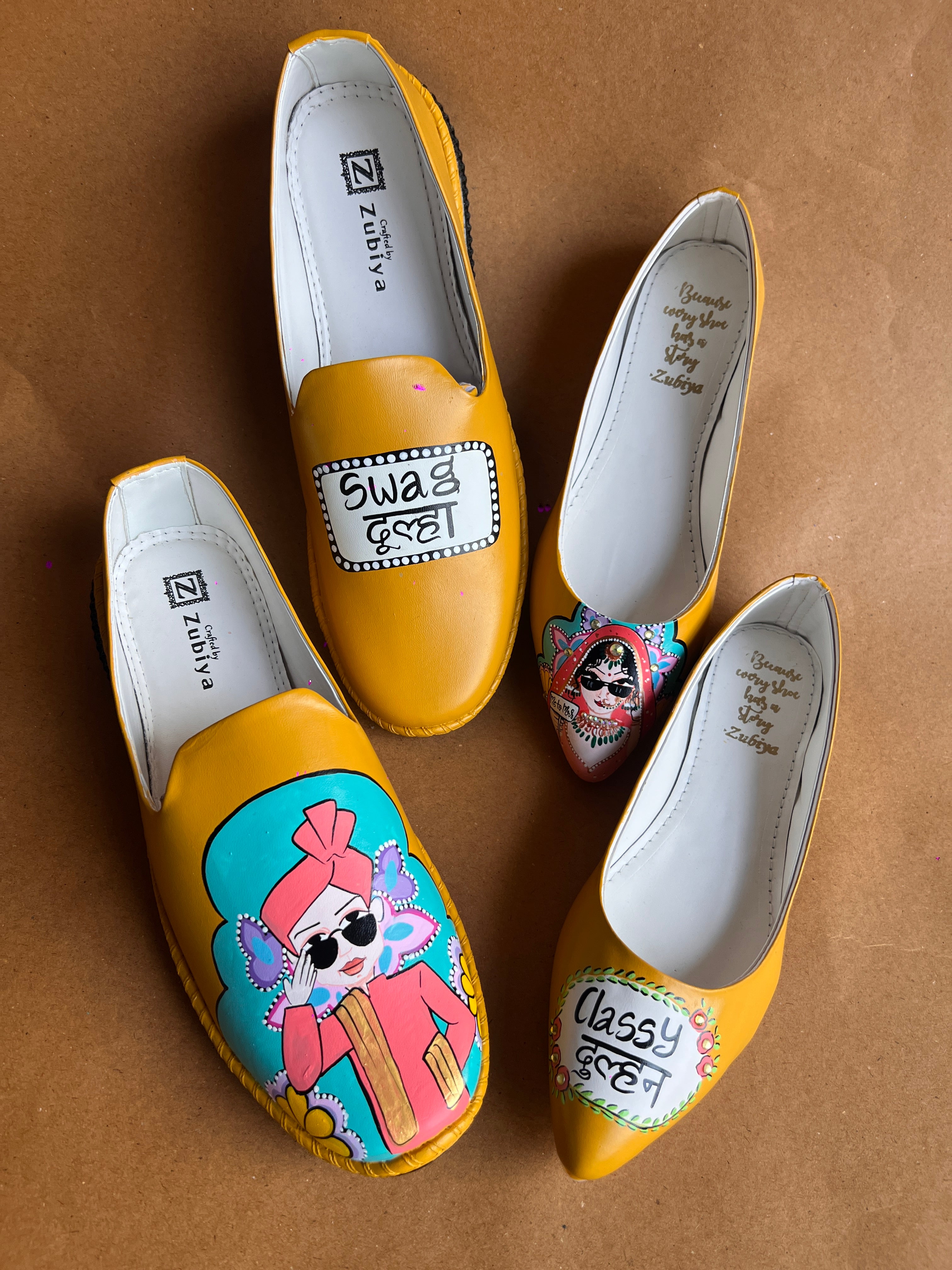 Mustard yellow juttis couple combo