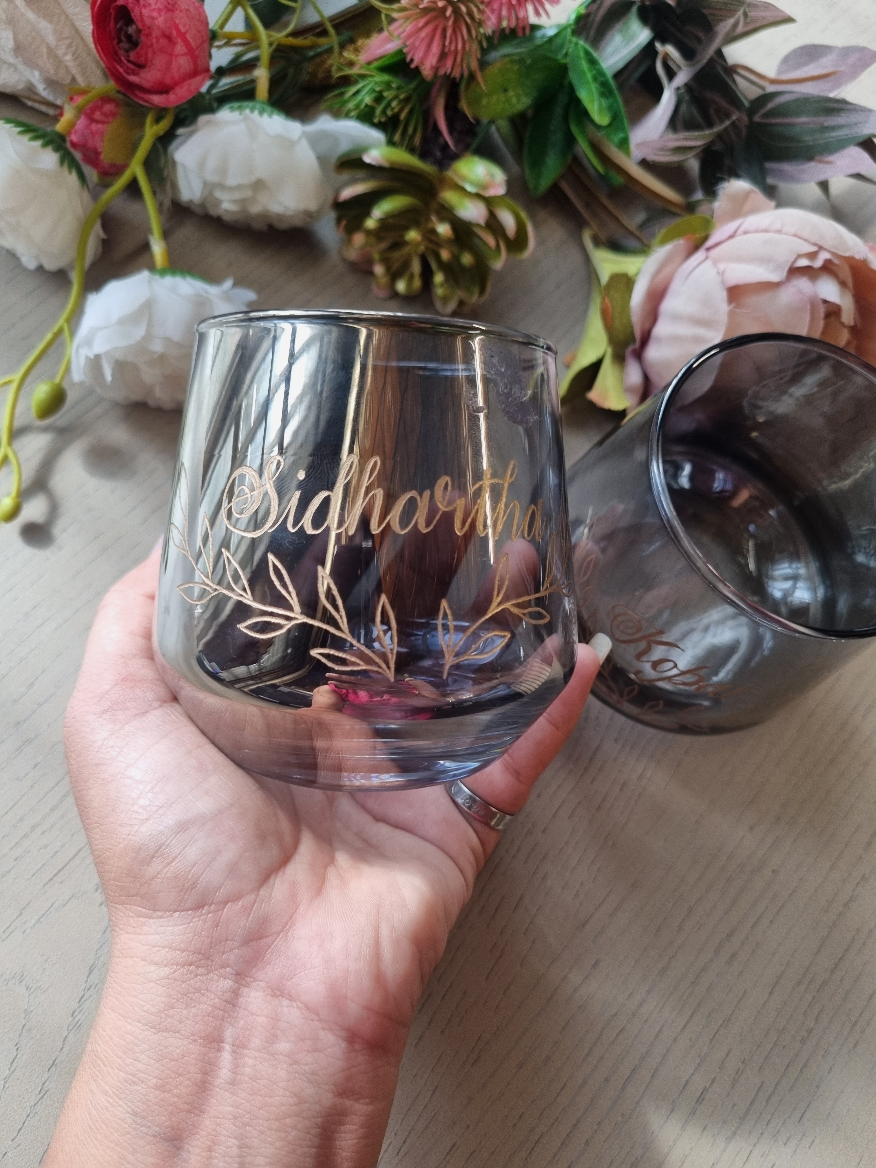 Set of 2 whiskey glass with Engraved name