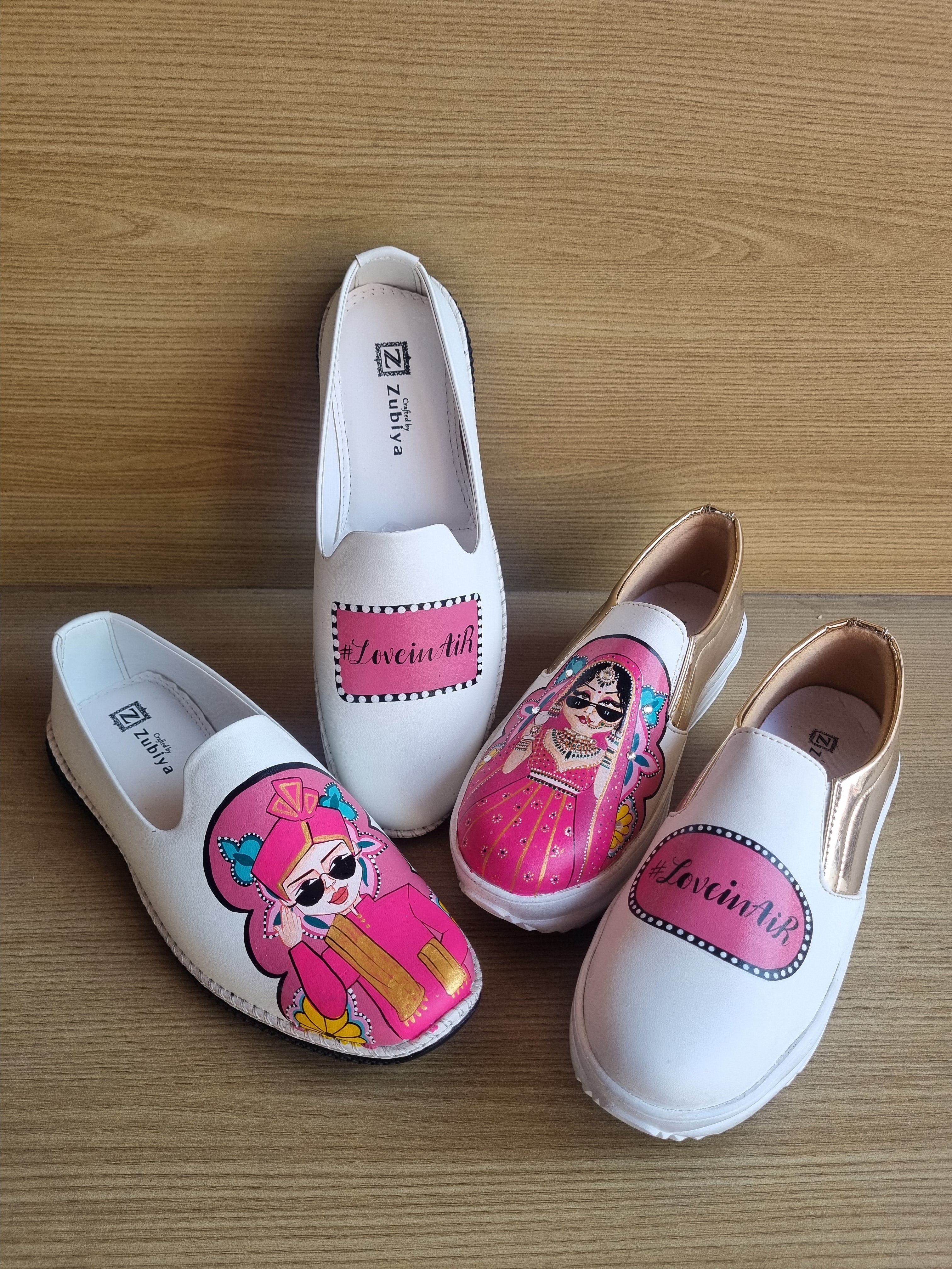 White-pink mojri- sneakers couple Combo
