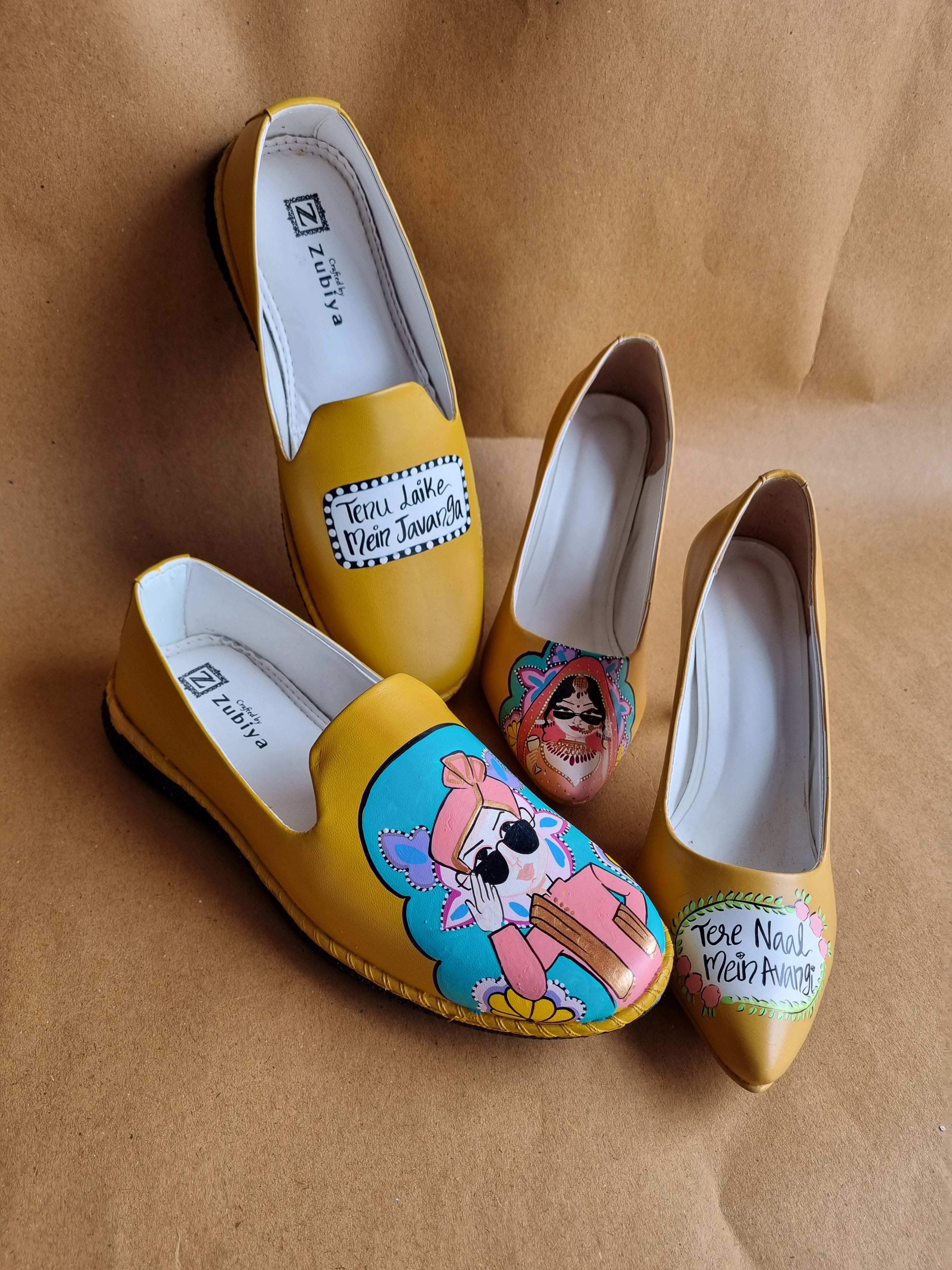 Mustard mojri -3.5 pencil heel swag couple combo