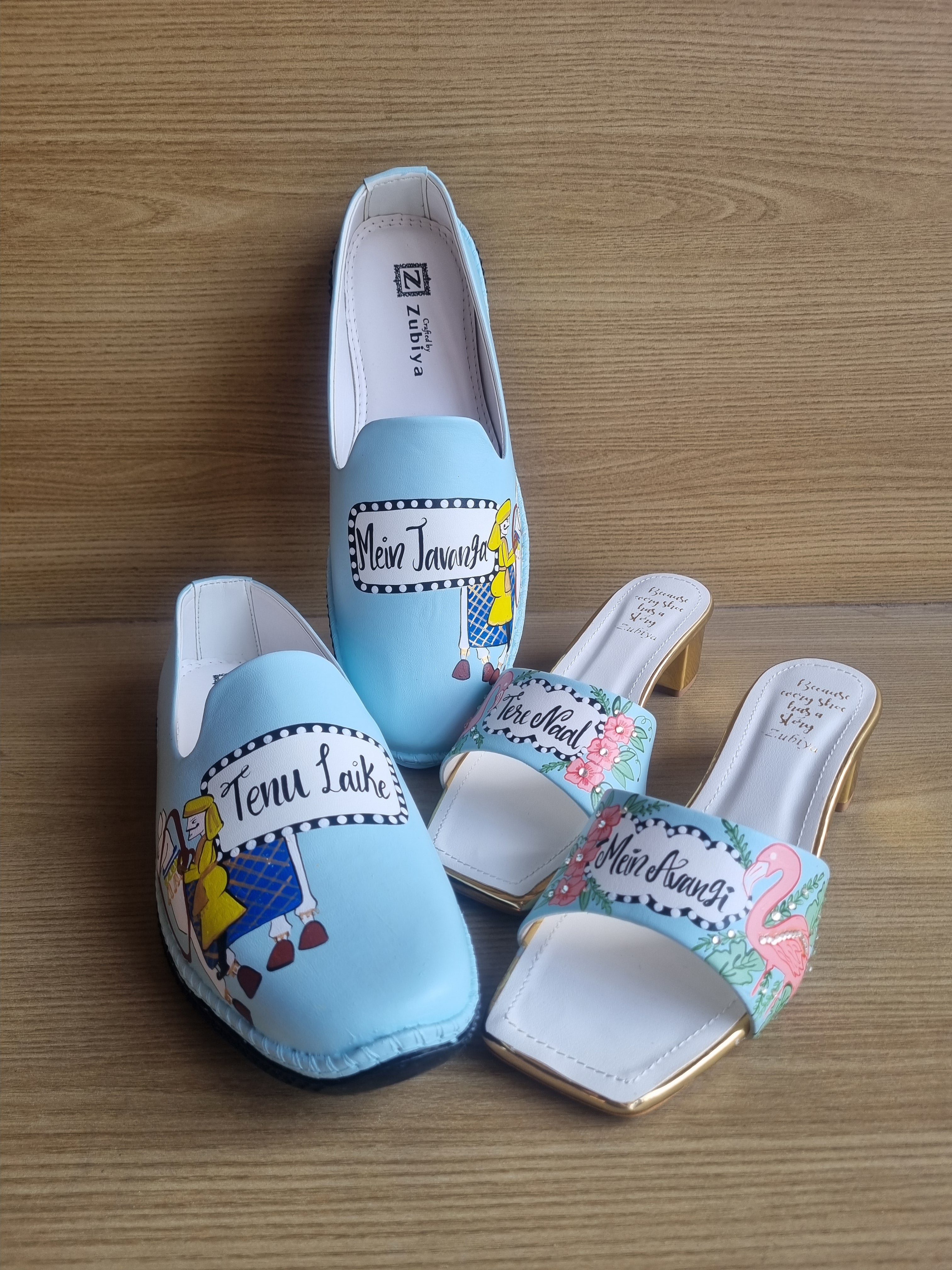 Chalk blue swag-flamingo couple combo