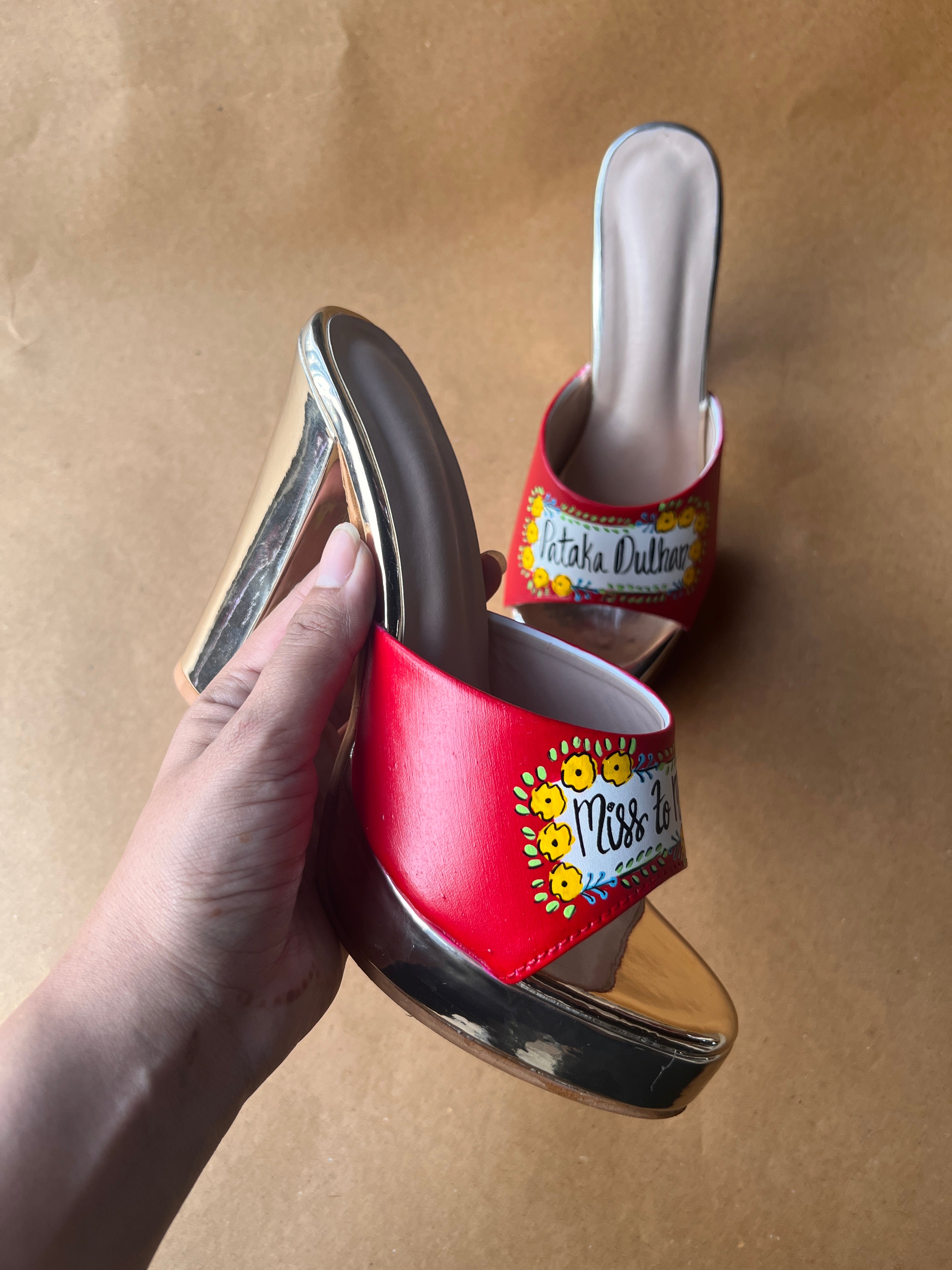 Red floral 5'inch heels