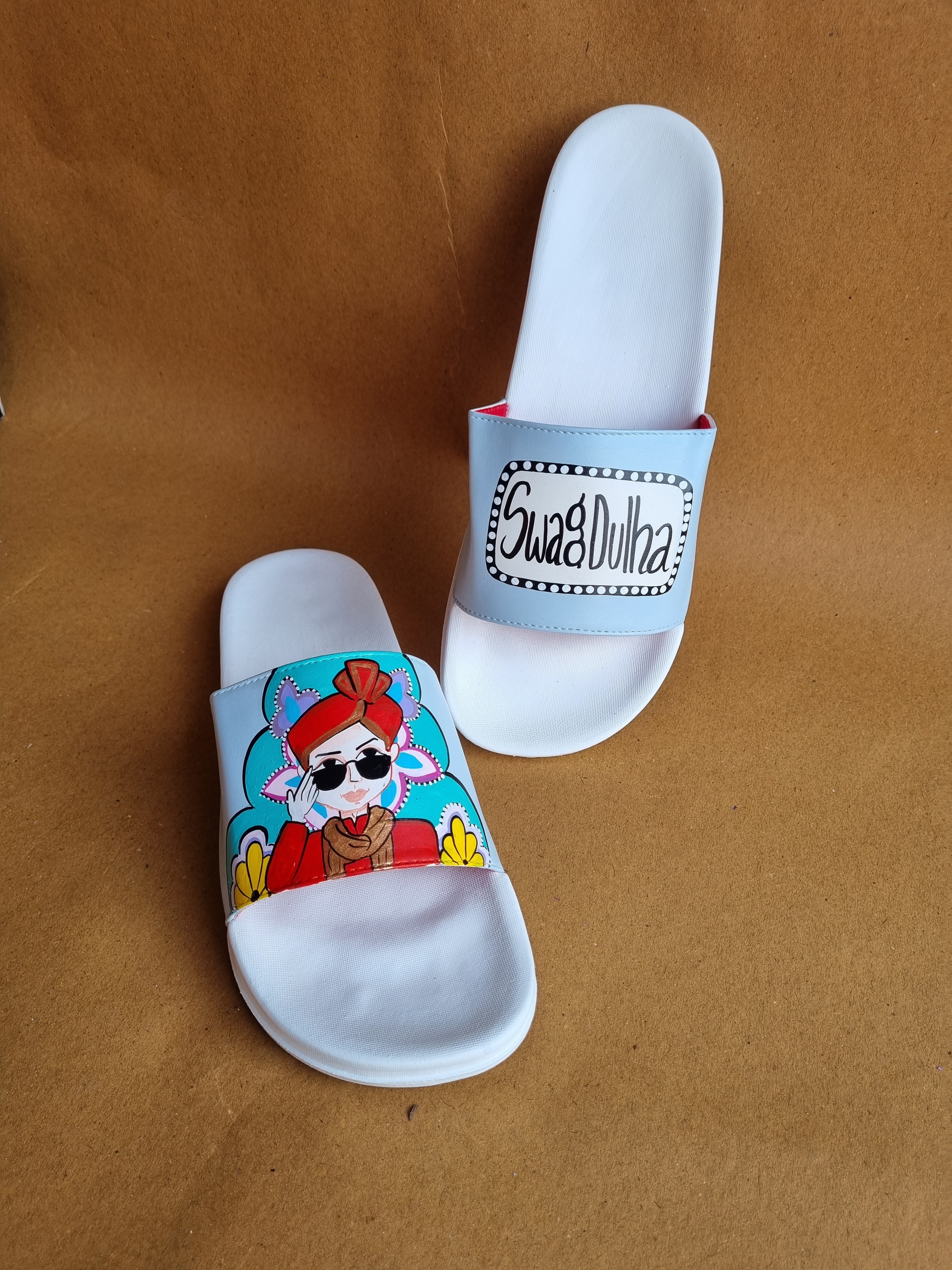 Powder blue Sliders swag couple flats combo