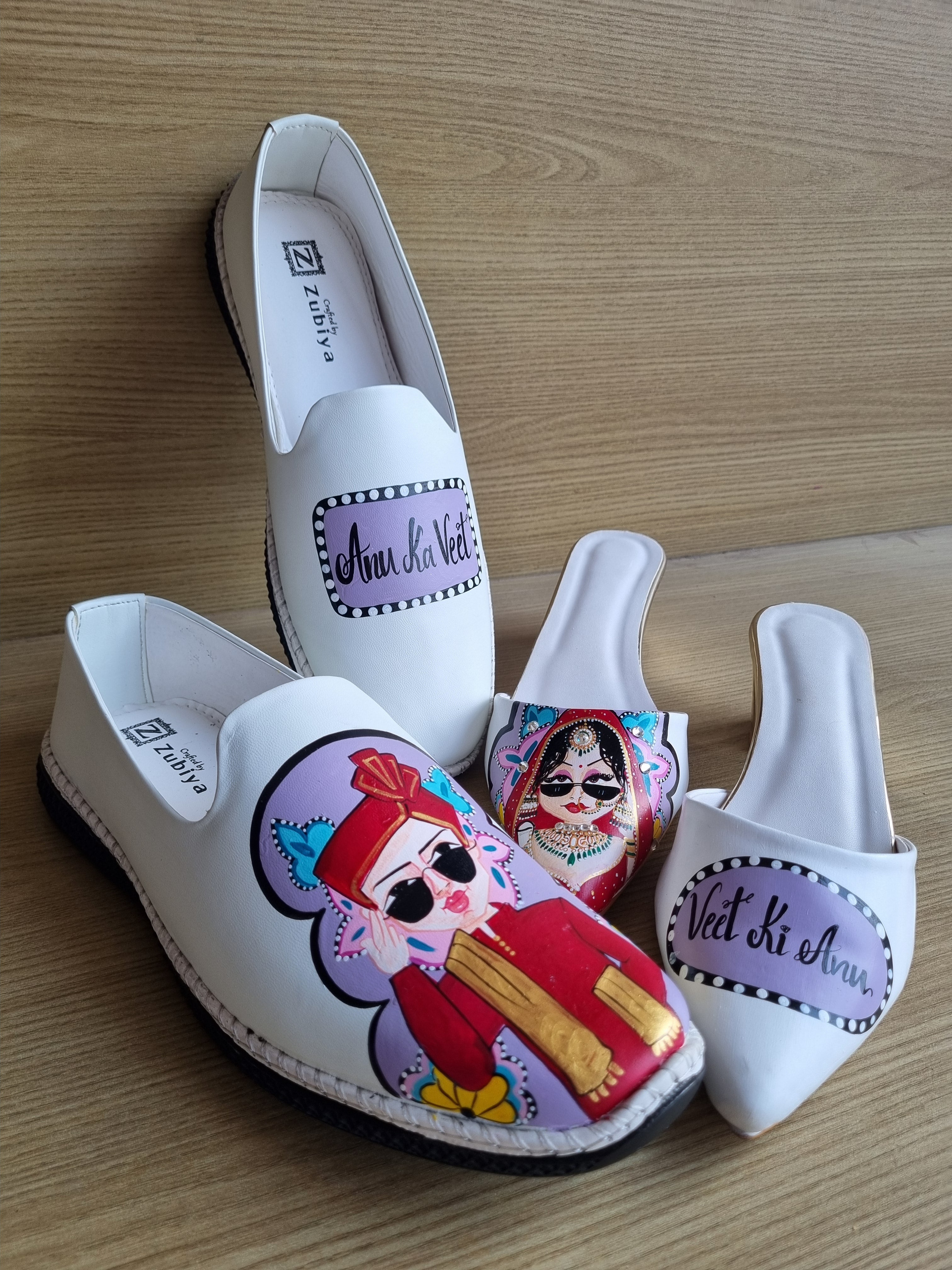 White lilac  men’s Mojris -2 inch mules couple combo