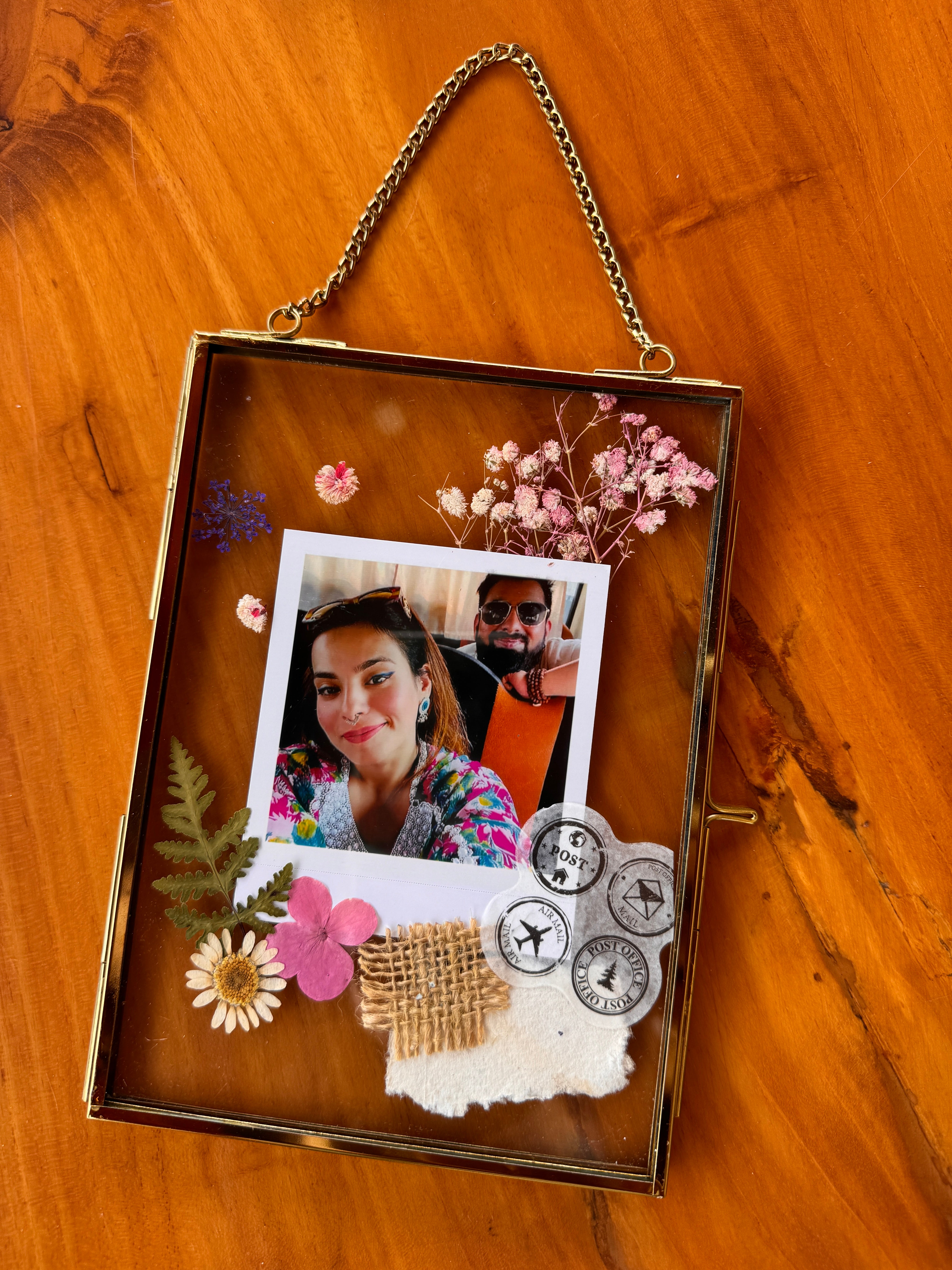 Set of 4 floral Pressed flower photo frame with photo