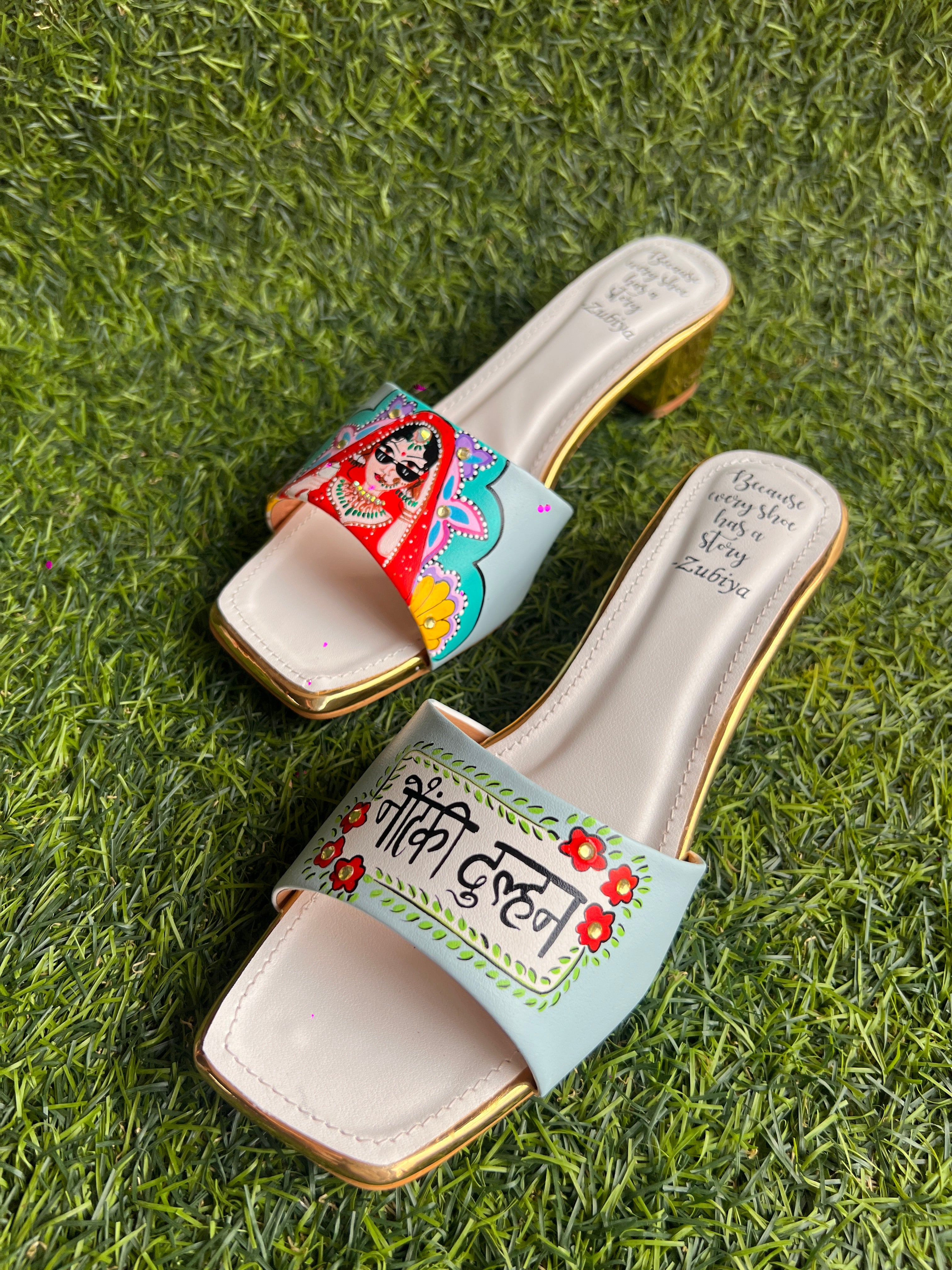 Powder blue swag dulhan Artwork Heels