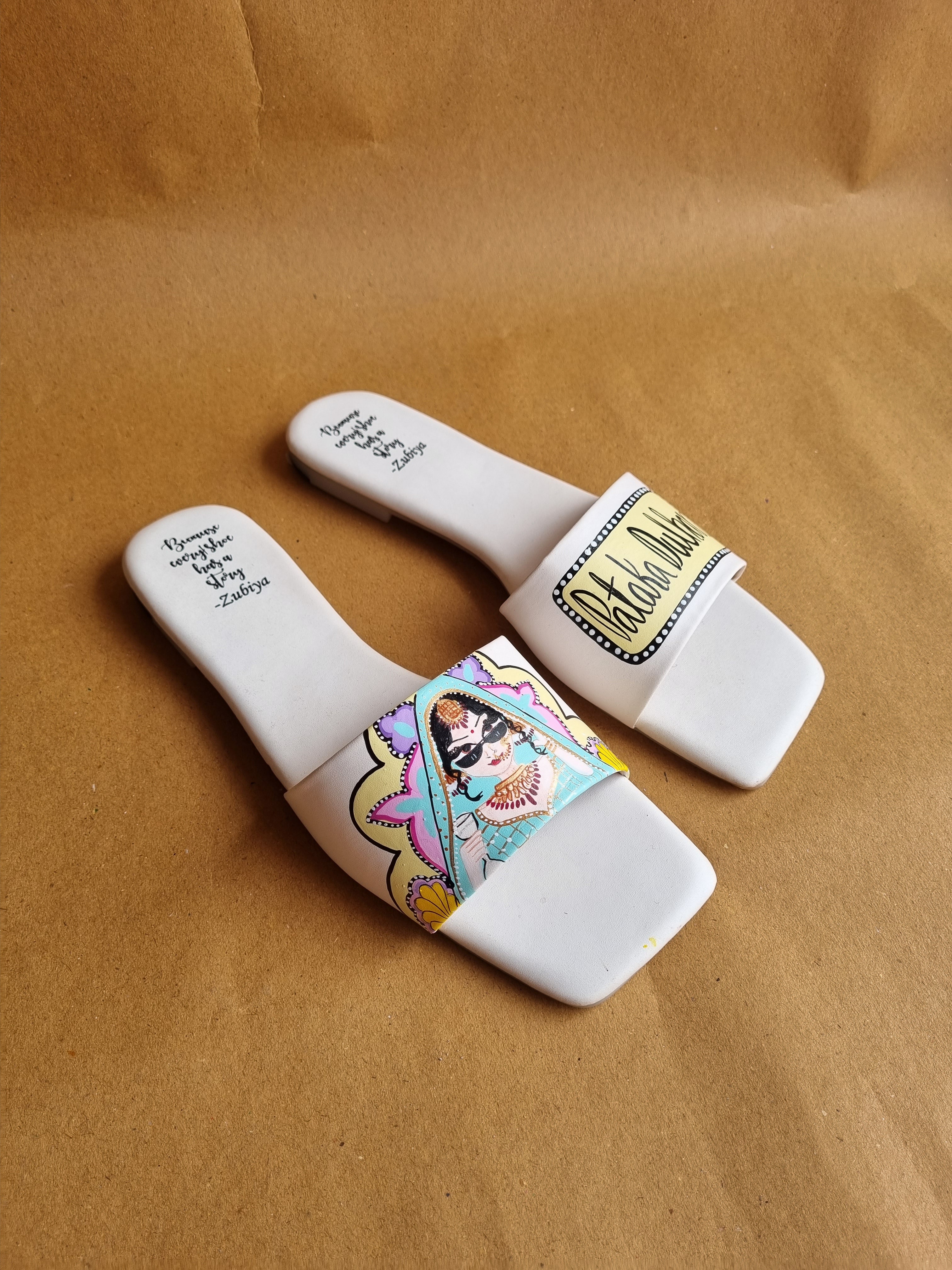 White sq toe swagger slides