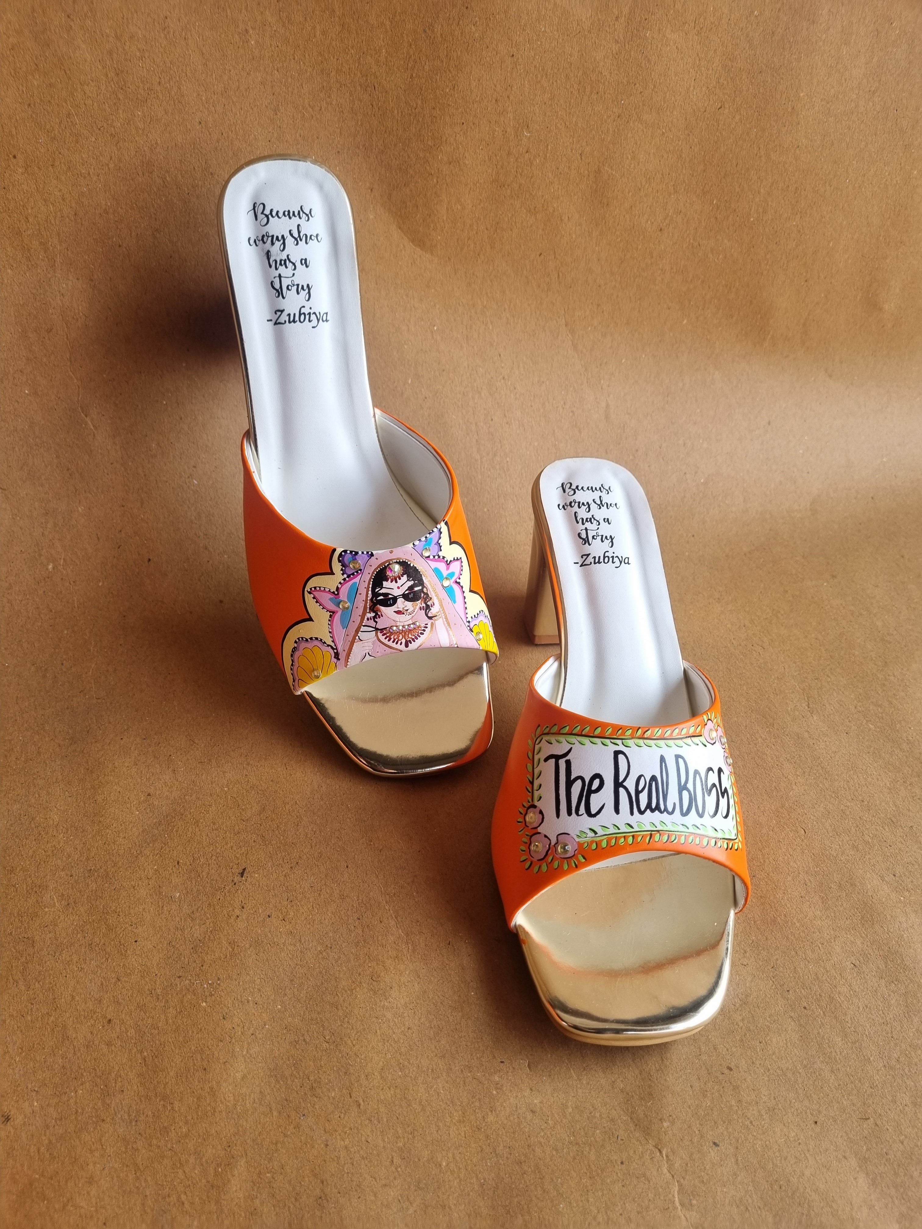 3 inch orange swag dulhan heels