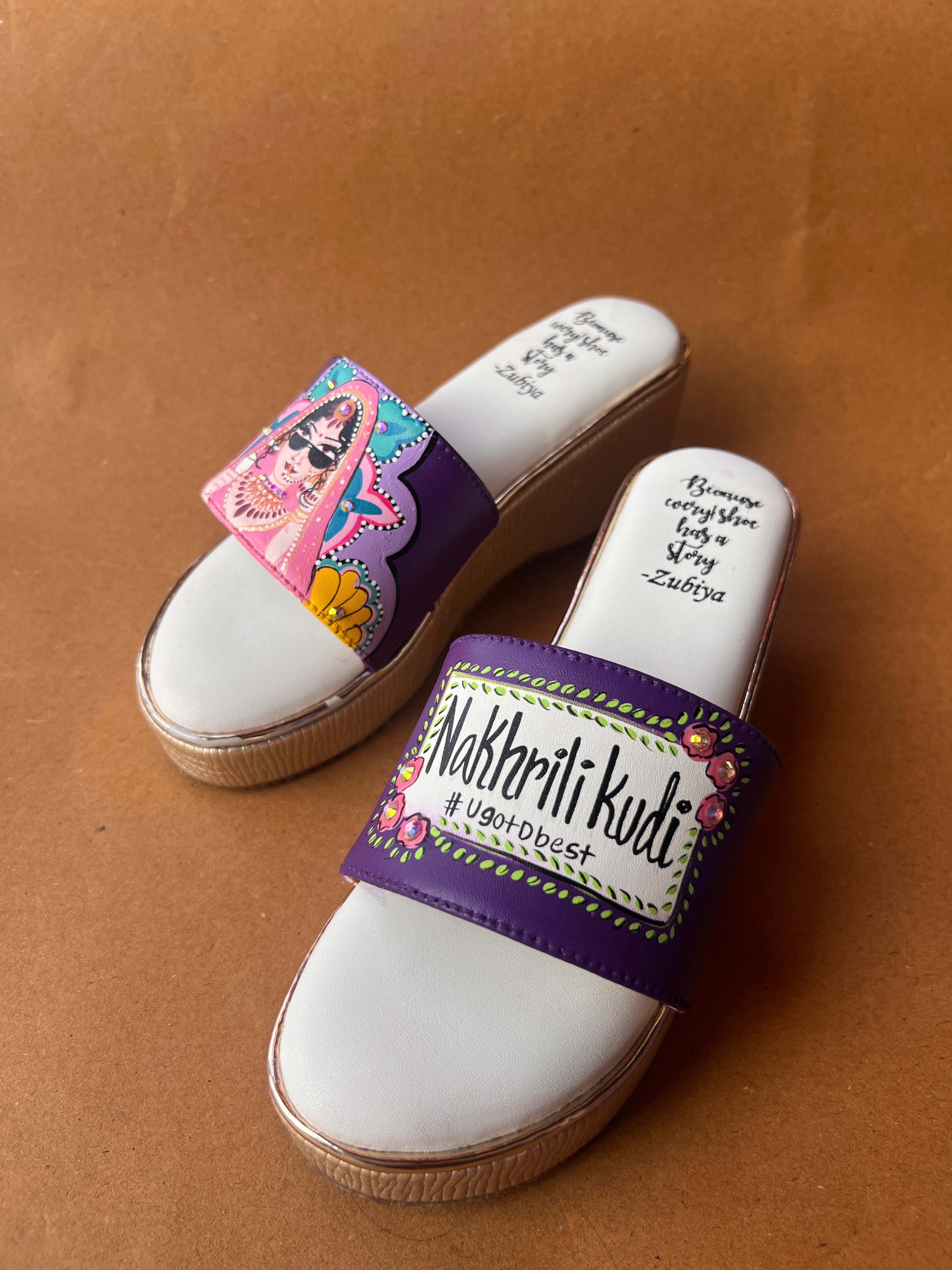 3 inch golden wedges purple swag dulhan heels