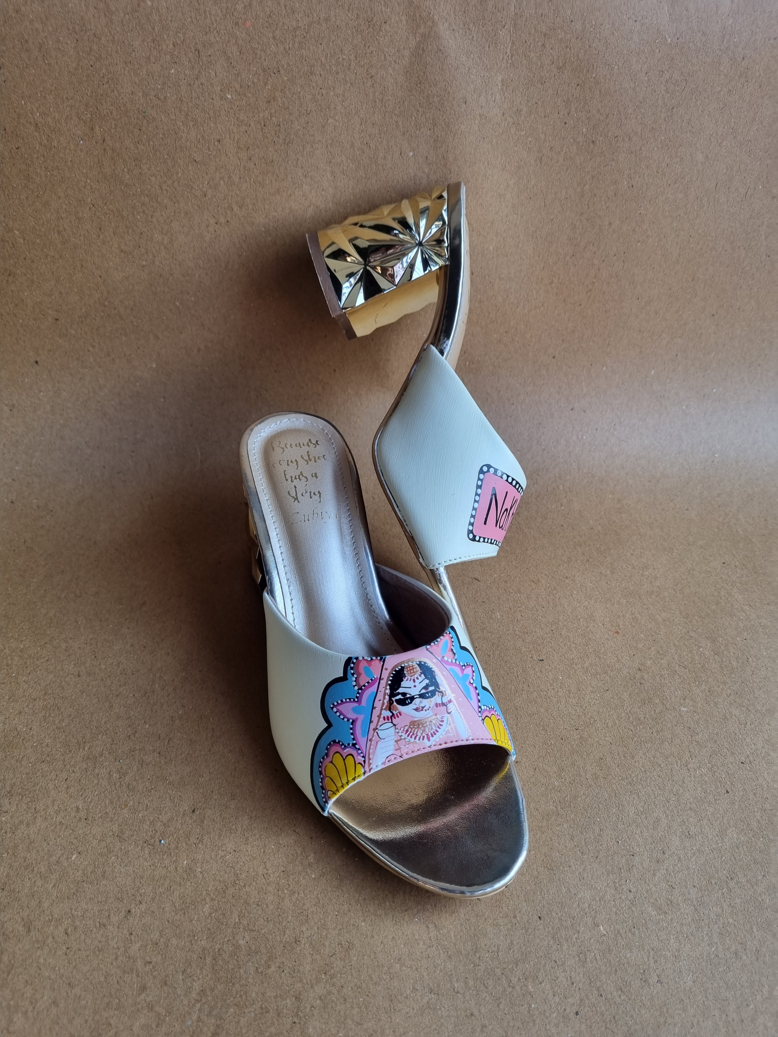 3 inch beige swag dulhan heels