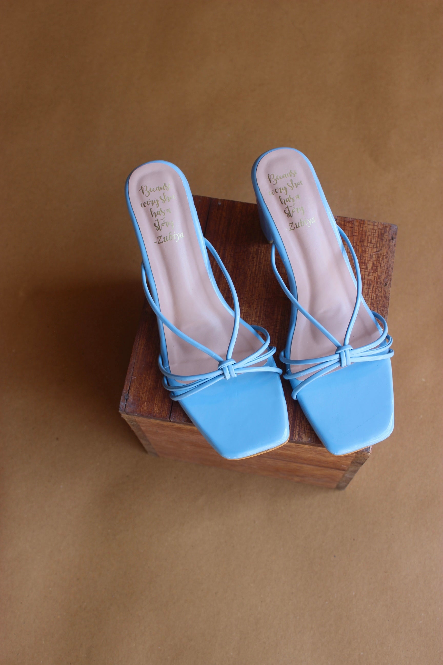 Powder blue strappy heel