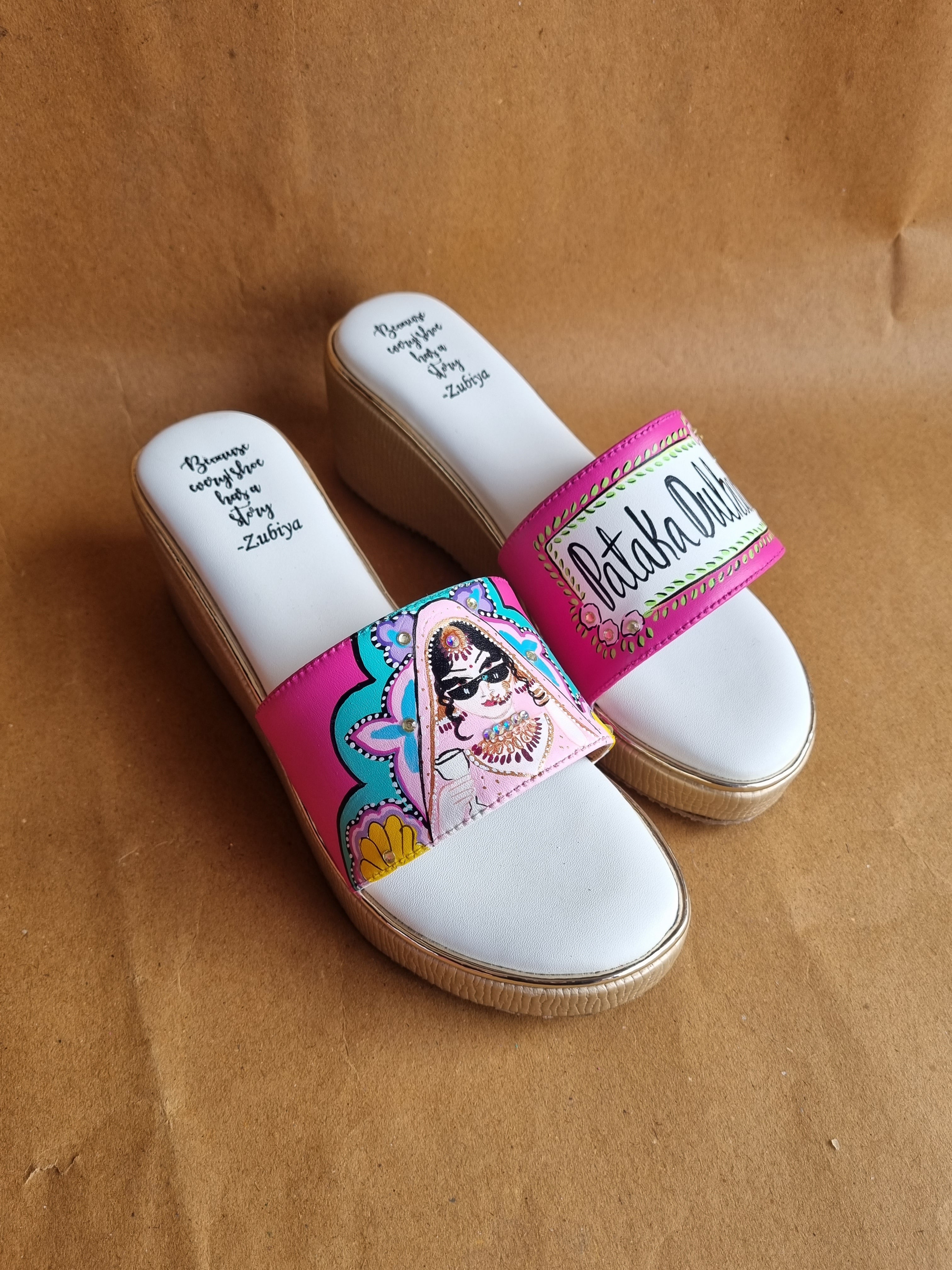 hot pink men’s Mojris - 2.5 inch golden wedges couple combo