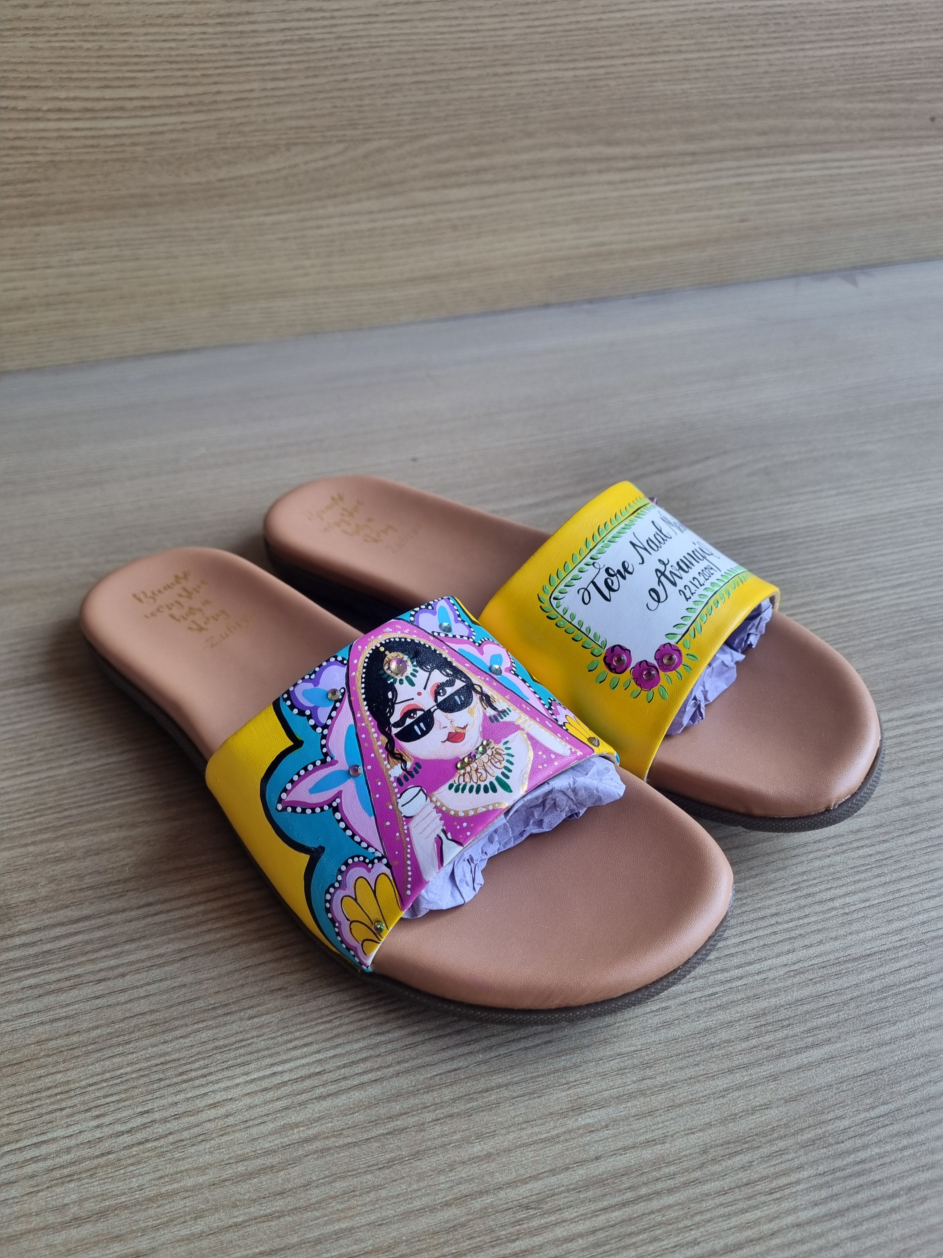 yellow/blue swag couple flats combo