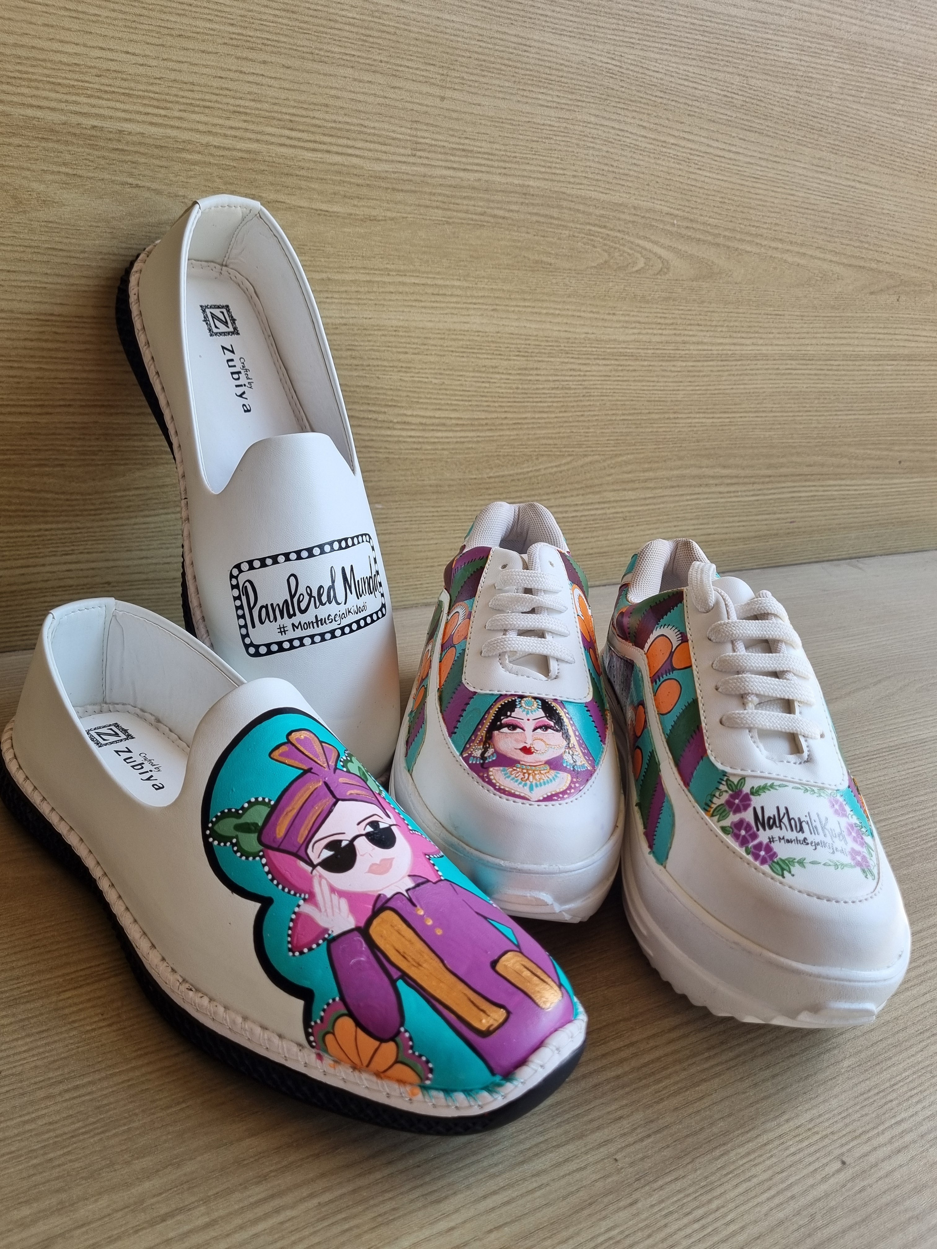 White mojri-heel sneakers couple Combo