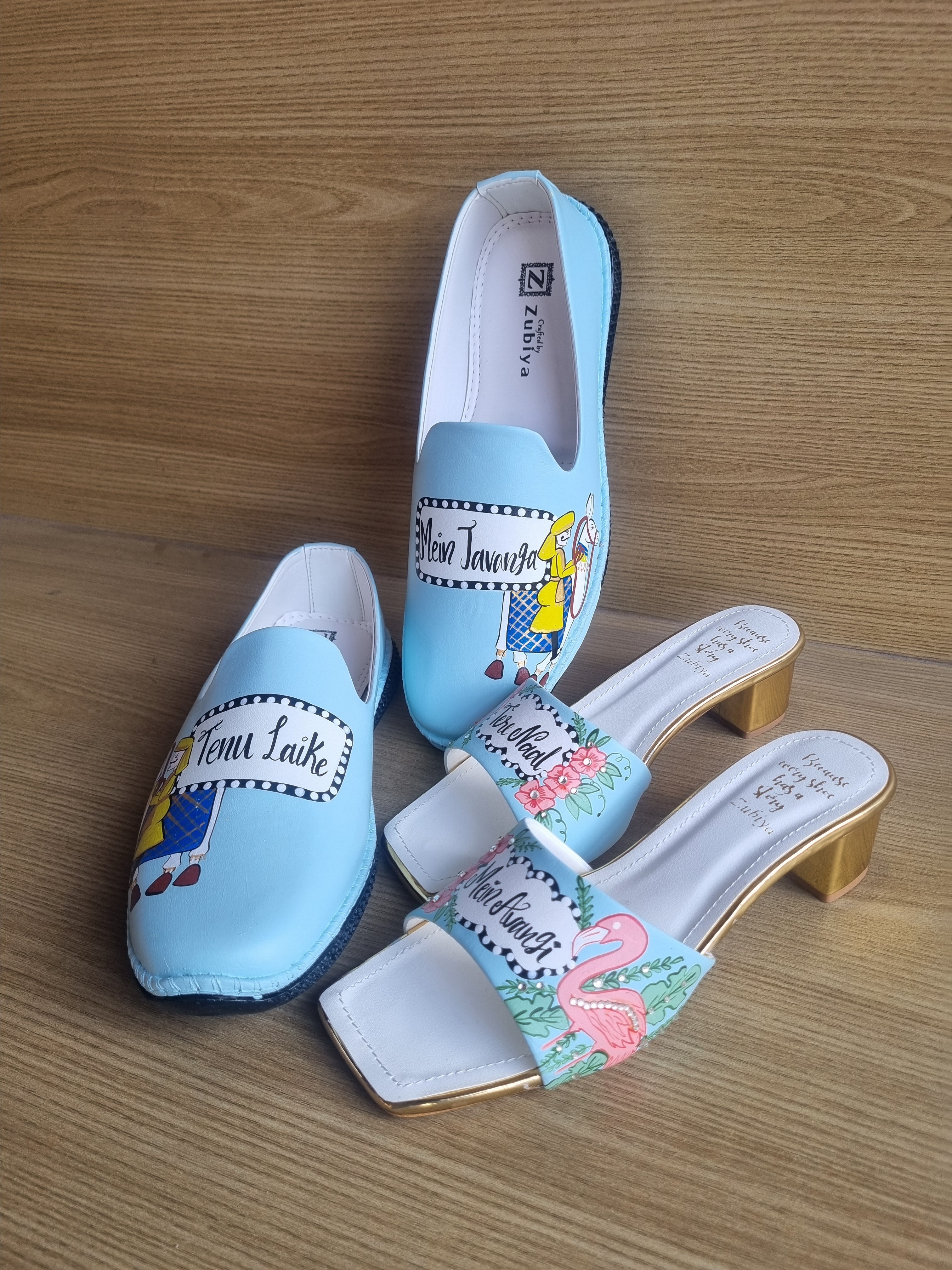 Chalk blue swag-flamingo couple combo