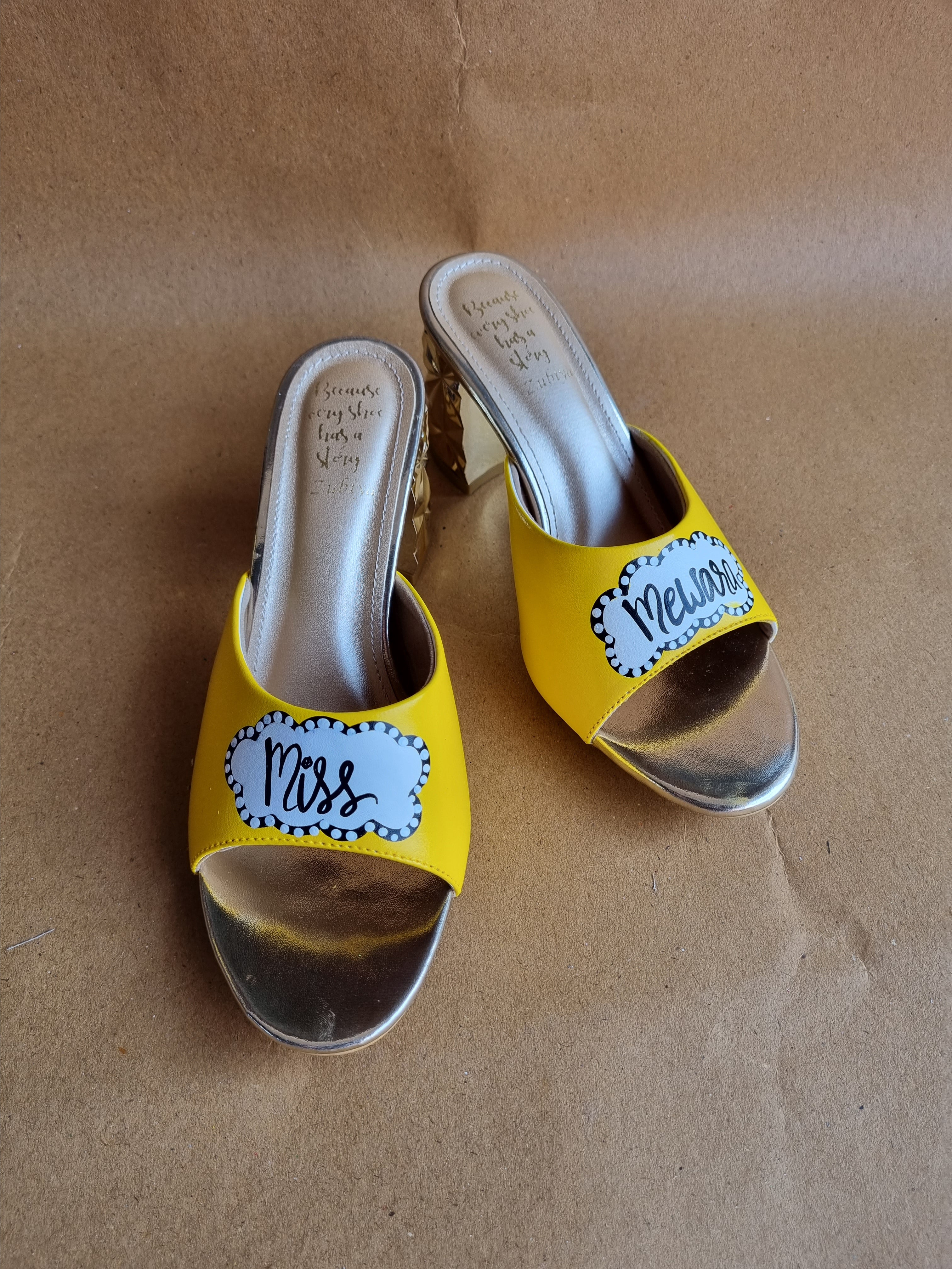 Yellow bubble 3 inch heels