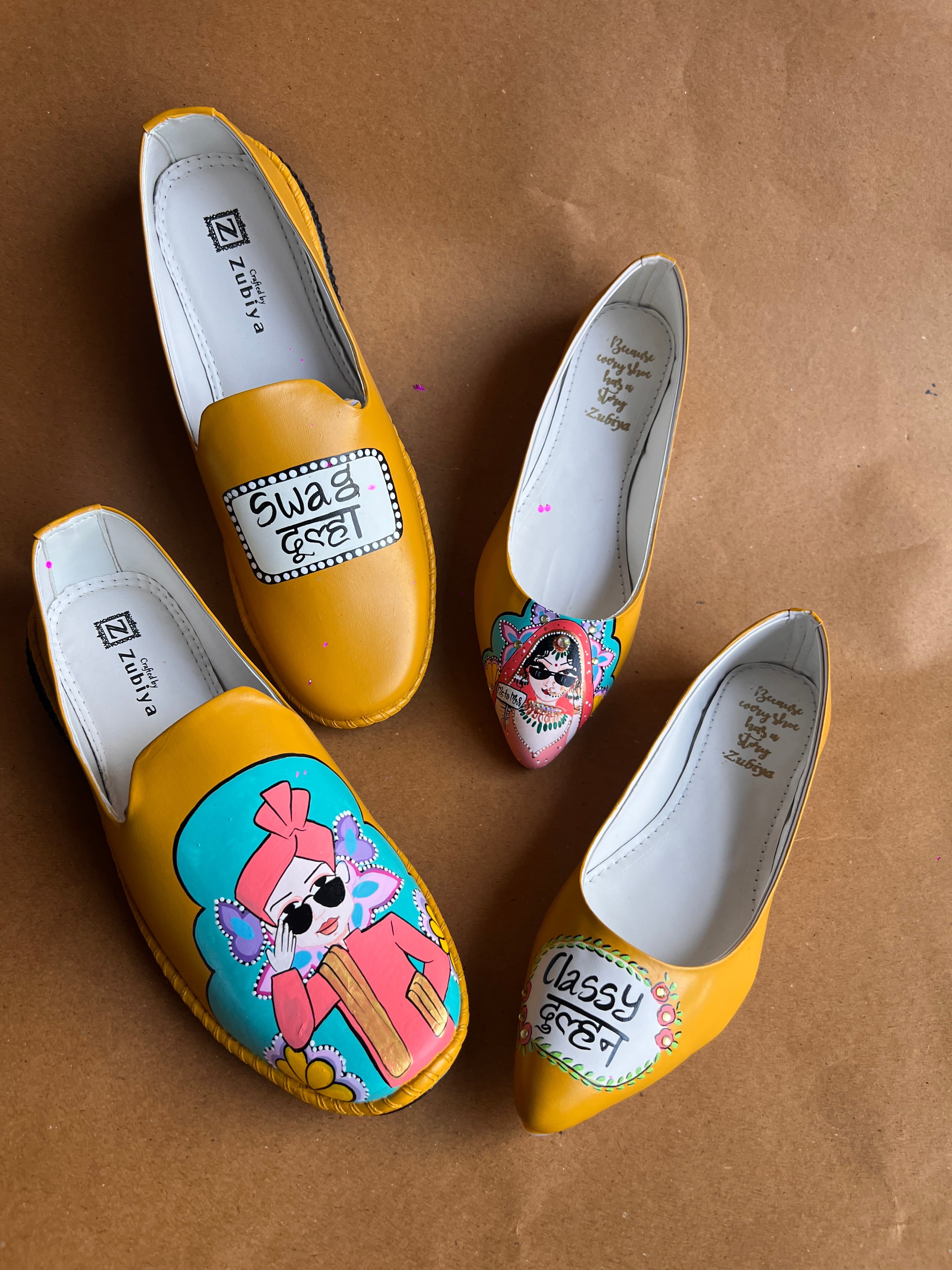 Mustard yellow juttis couple combo