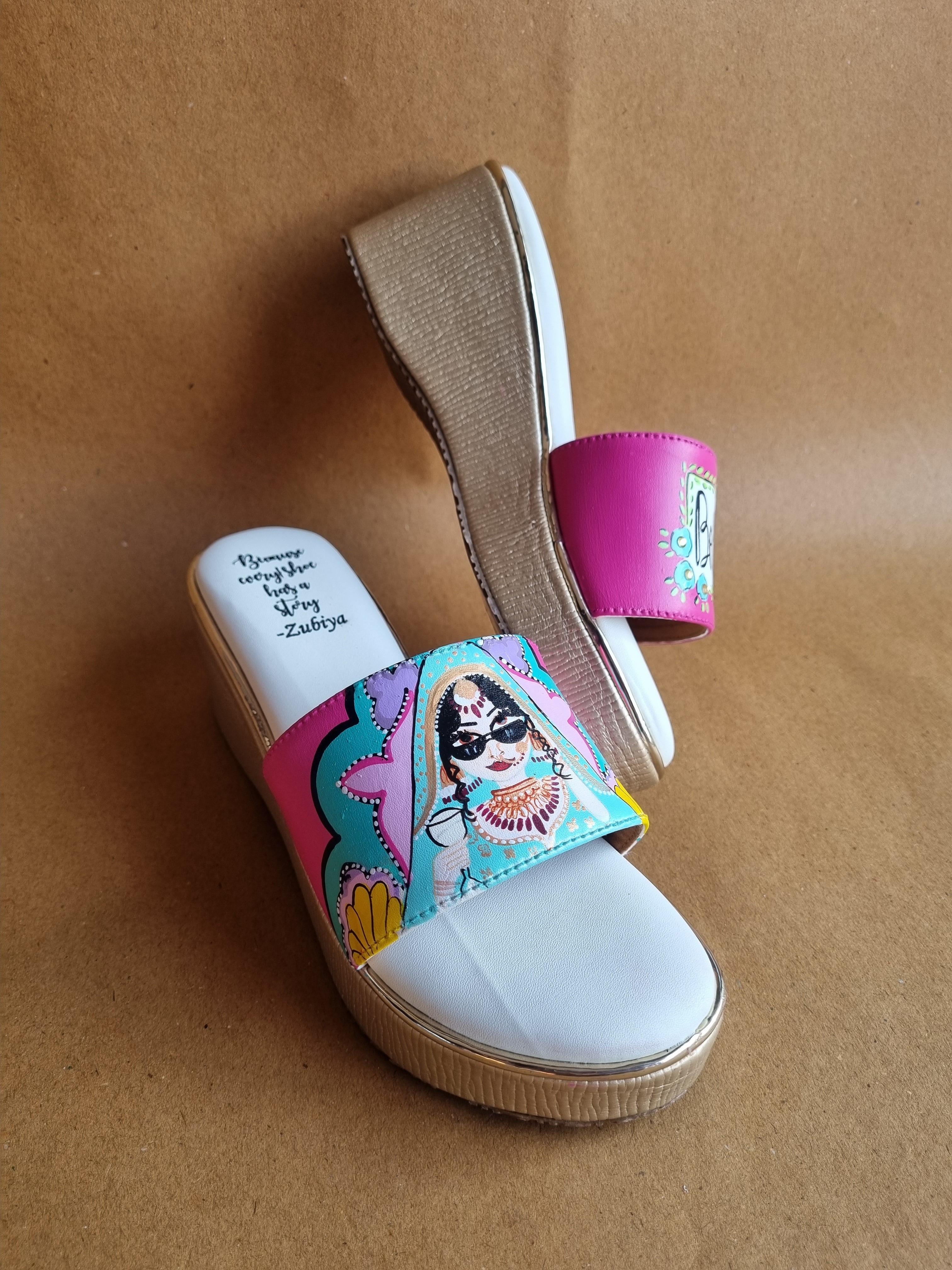 3 inch hot pink golden wedges swag dulhan heels