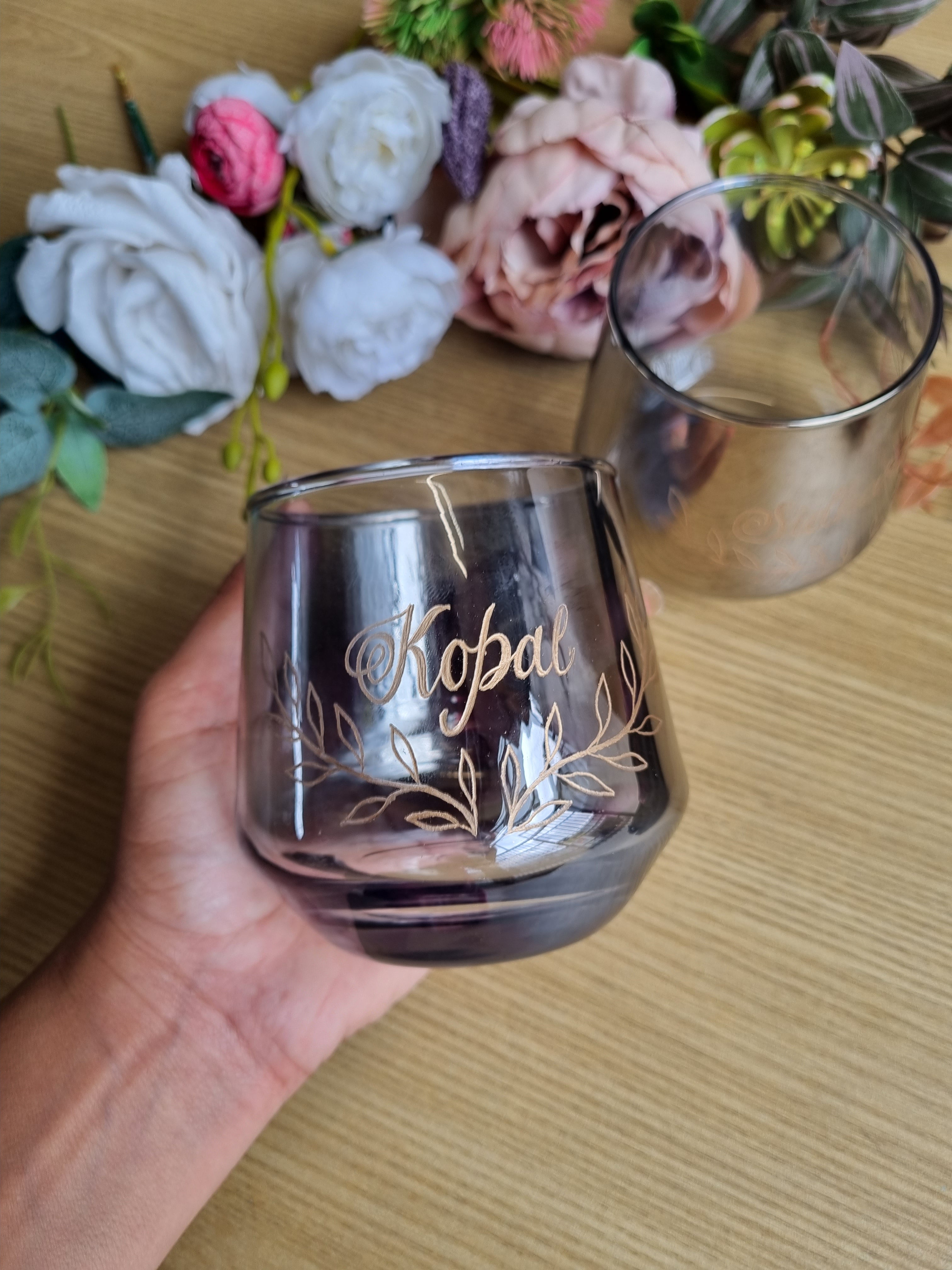 Set of 2 whiskey glass with Engraved name