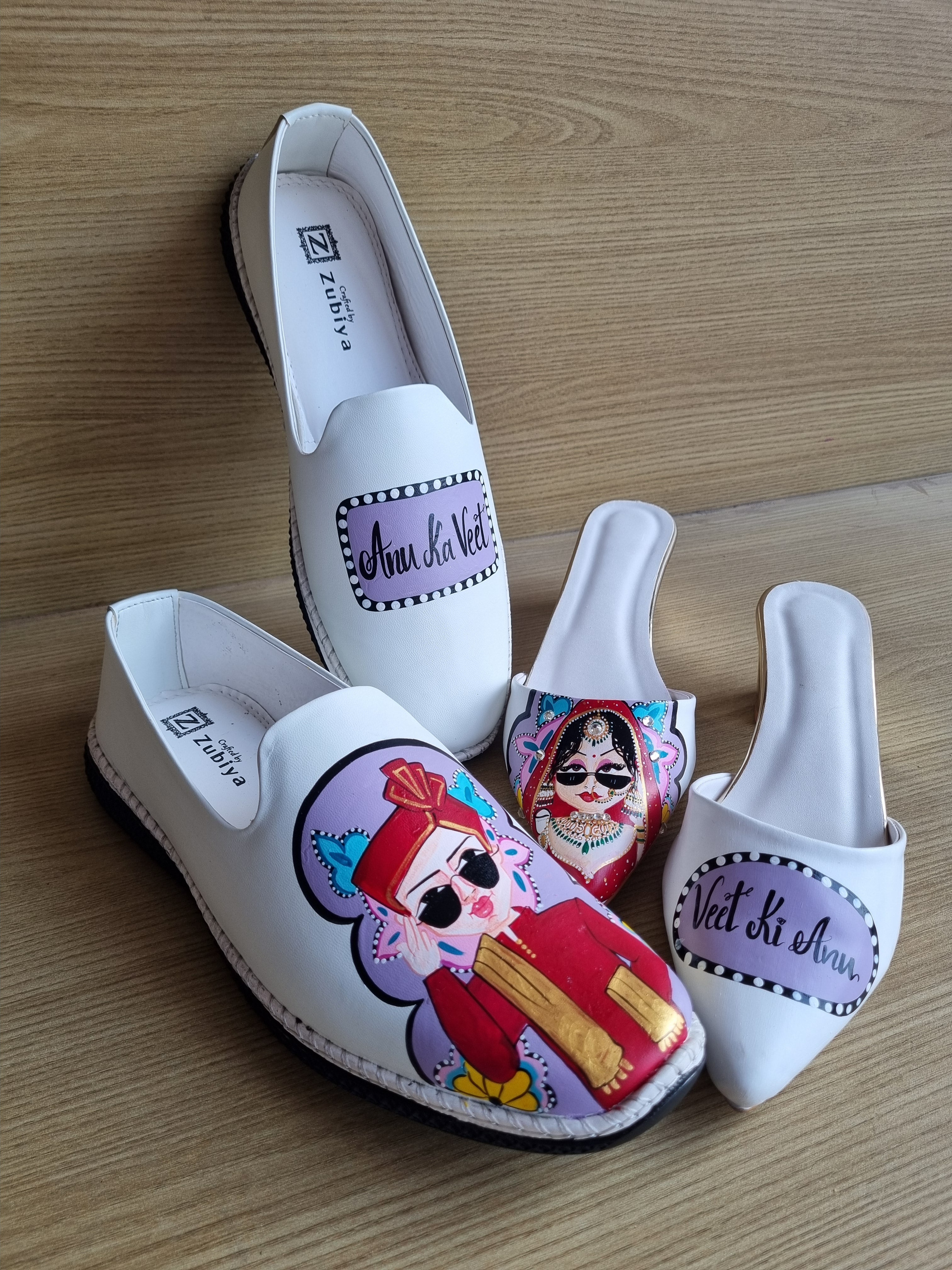 White lilac  men’s Mojris -2 inch mules couple combo