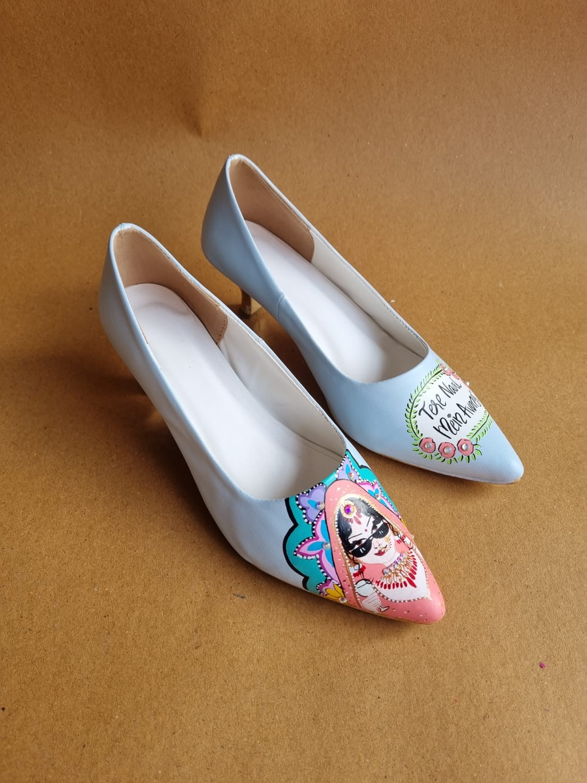 Powder blue Swag dulhan 2.5 inch pencil pumps
