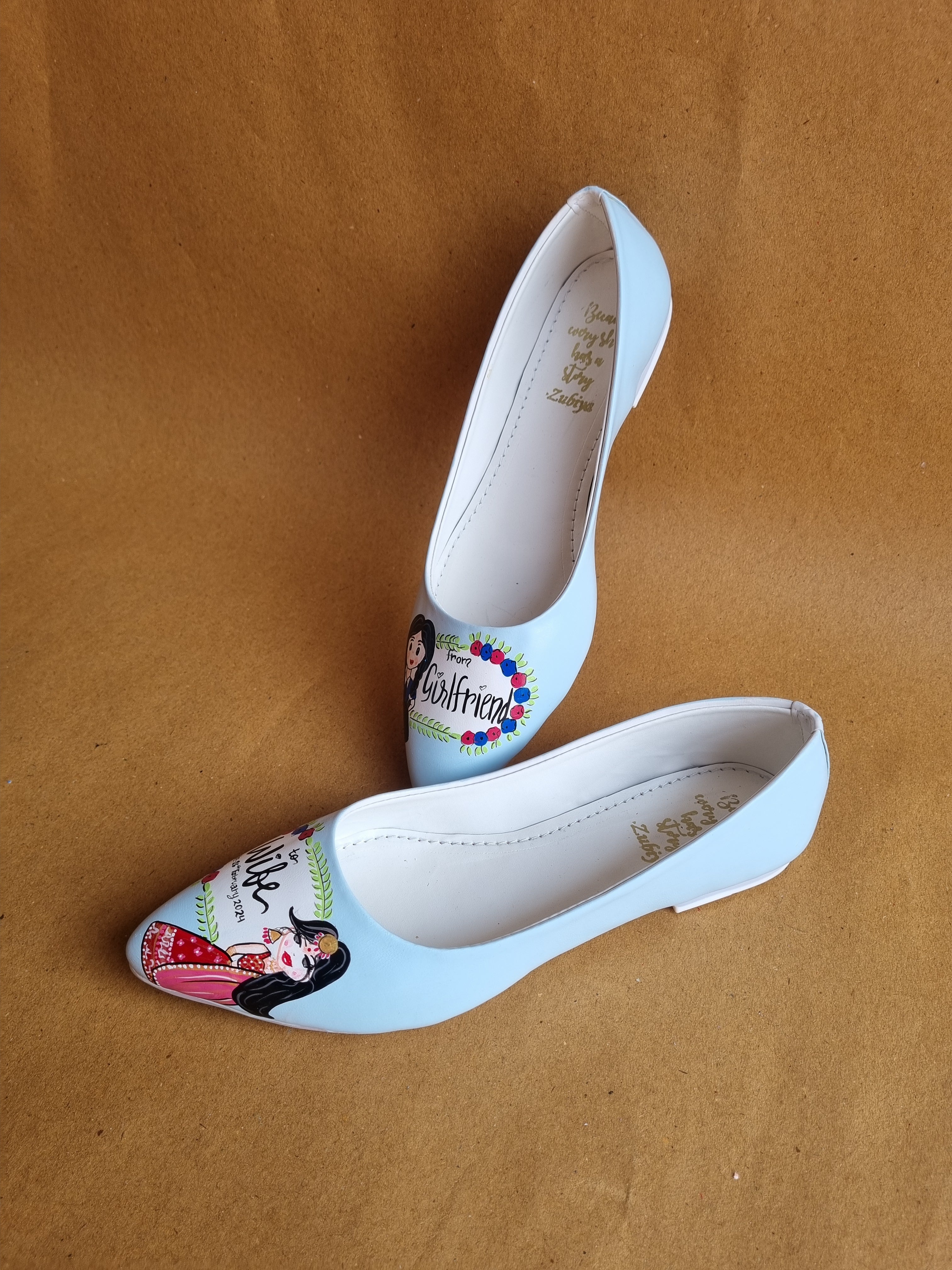 Powder blue dulhan pointed juttis