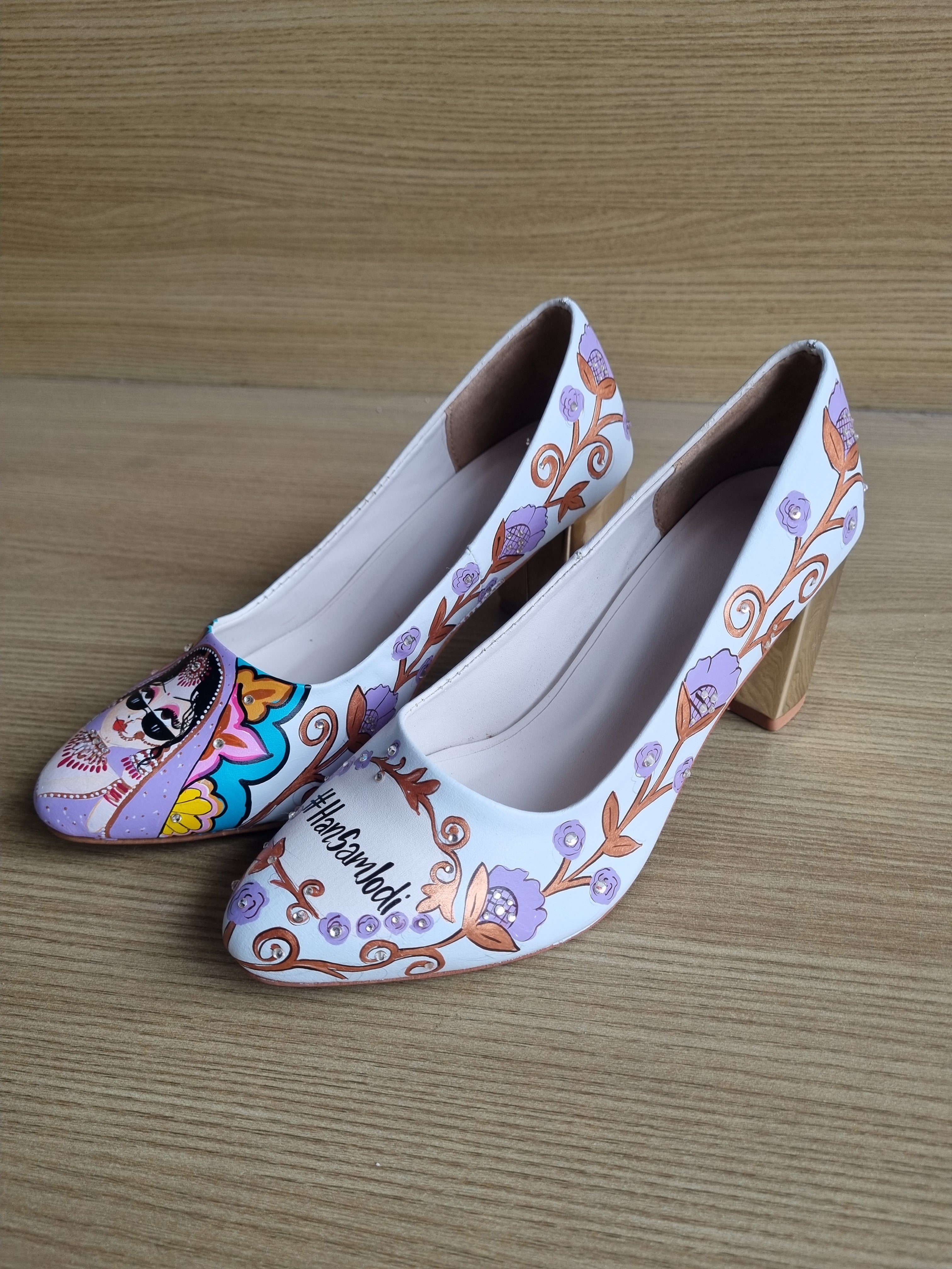 Powder blue lavander intricate men’s Mojris - 3.5 inch pump block couple combo