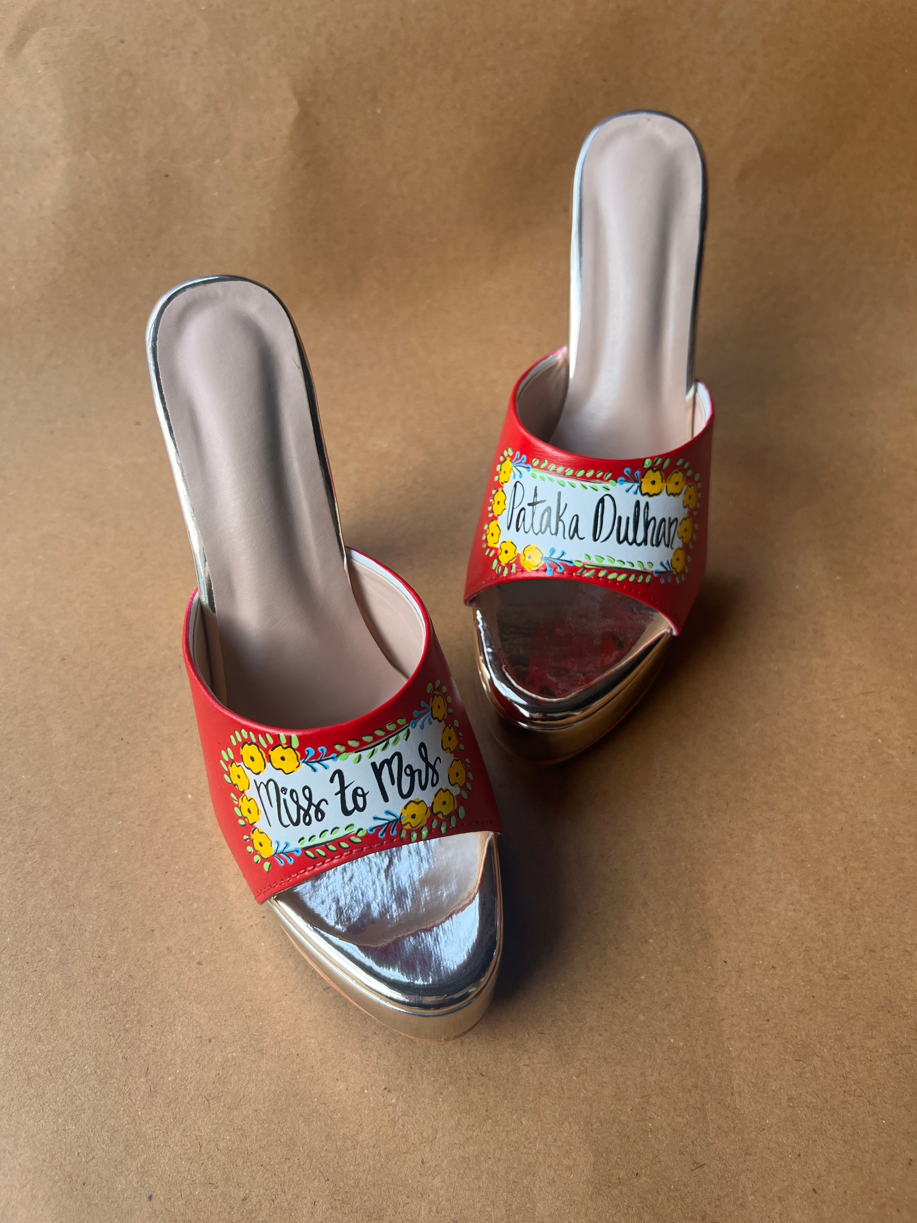 Red floral 5'inch heels