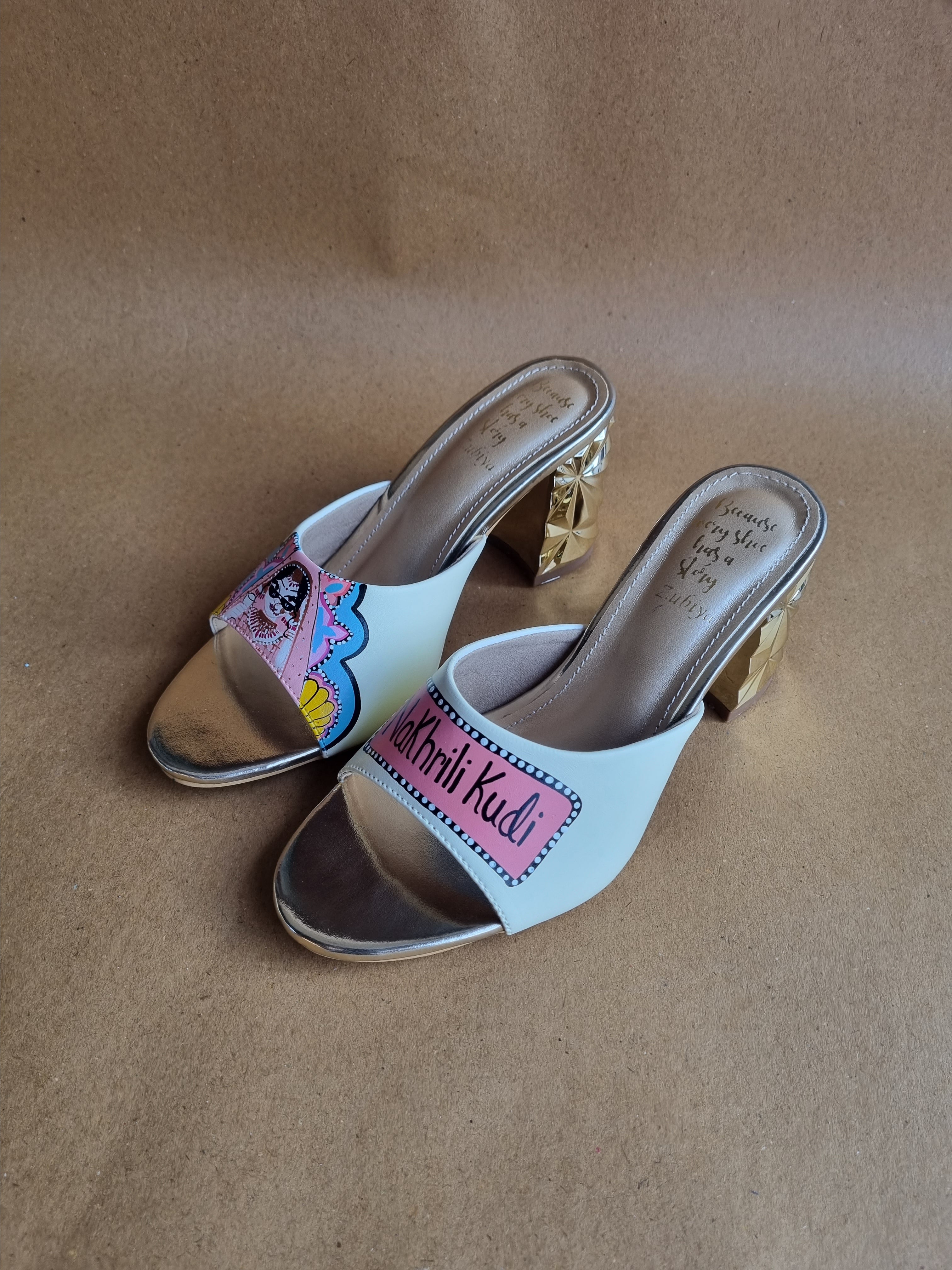 3 inch beige swag dulhan heels