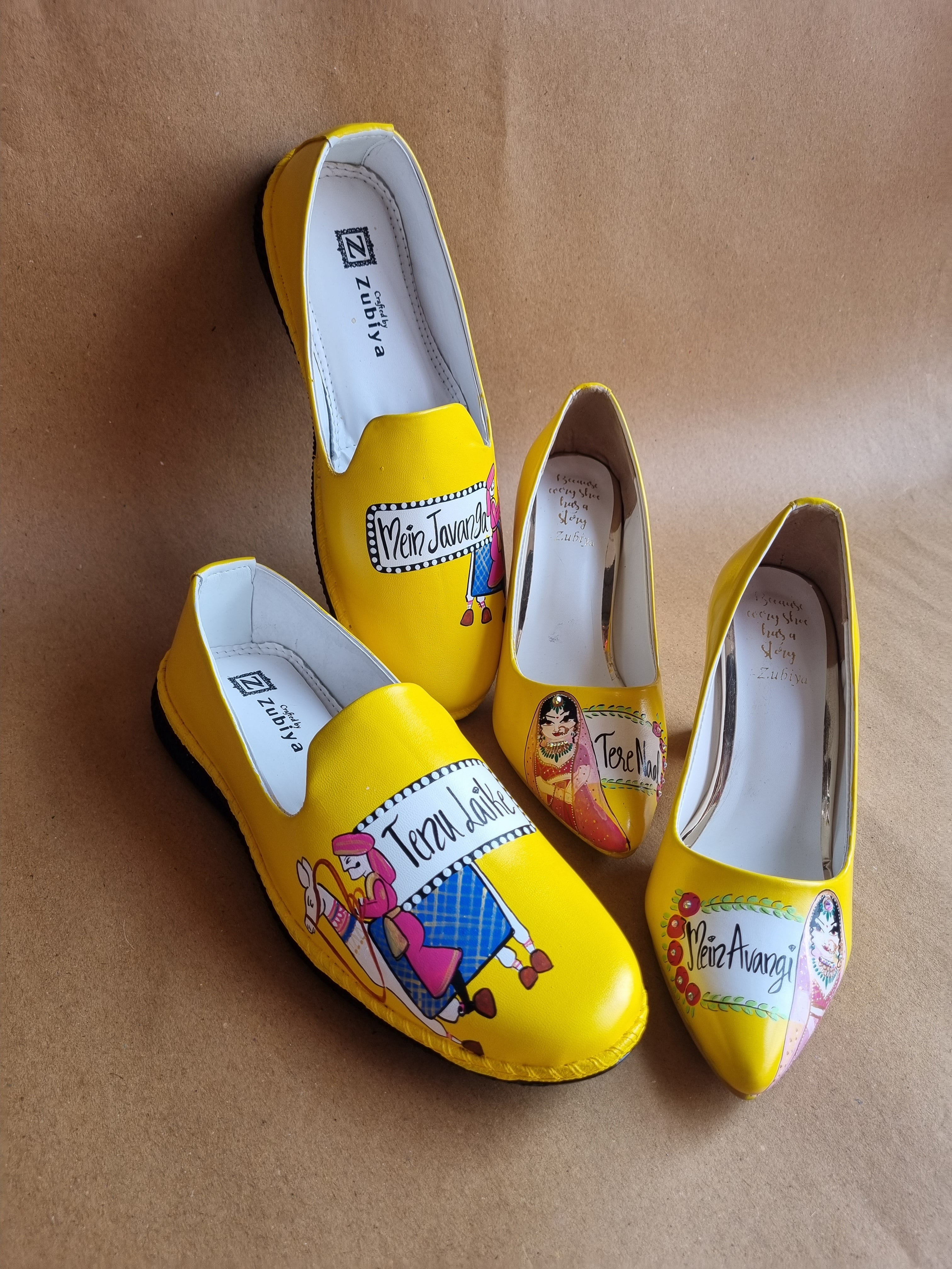 yellow couple - block heel - mojri combo