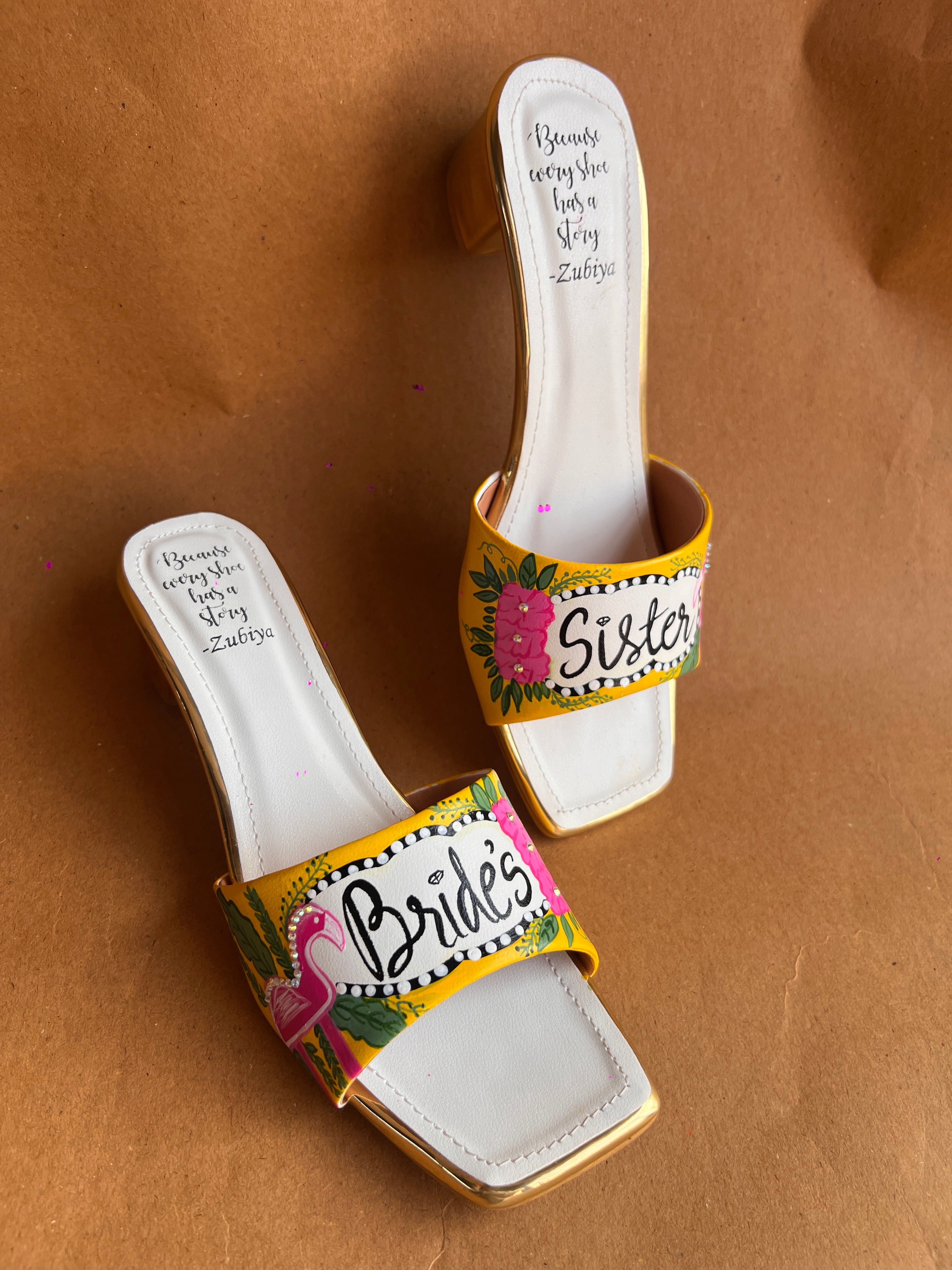 flamingo yellow sister heels