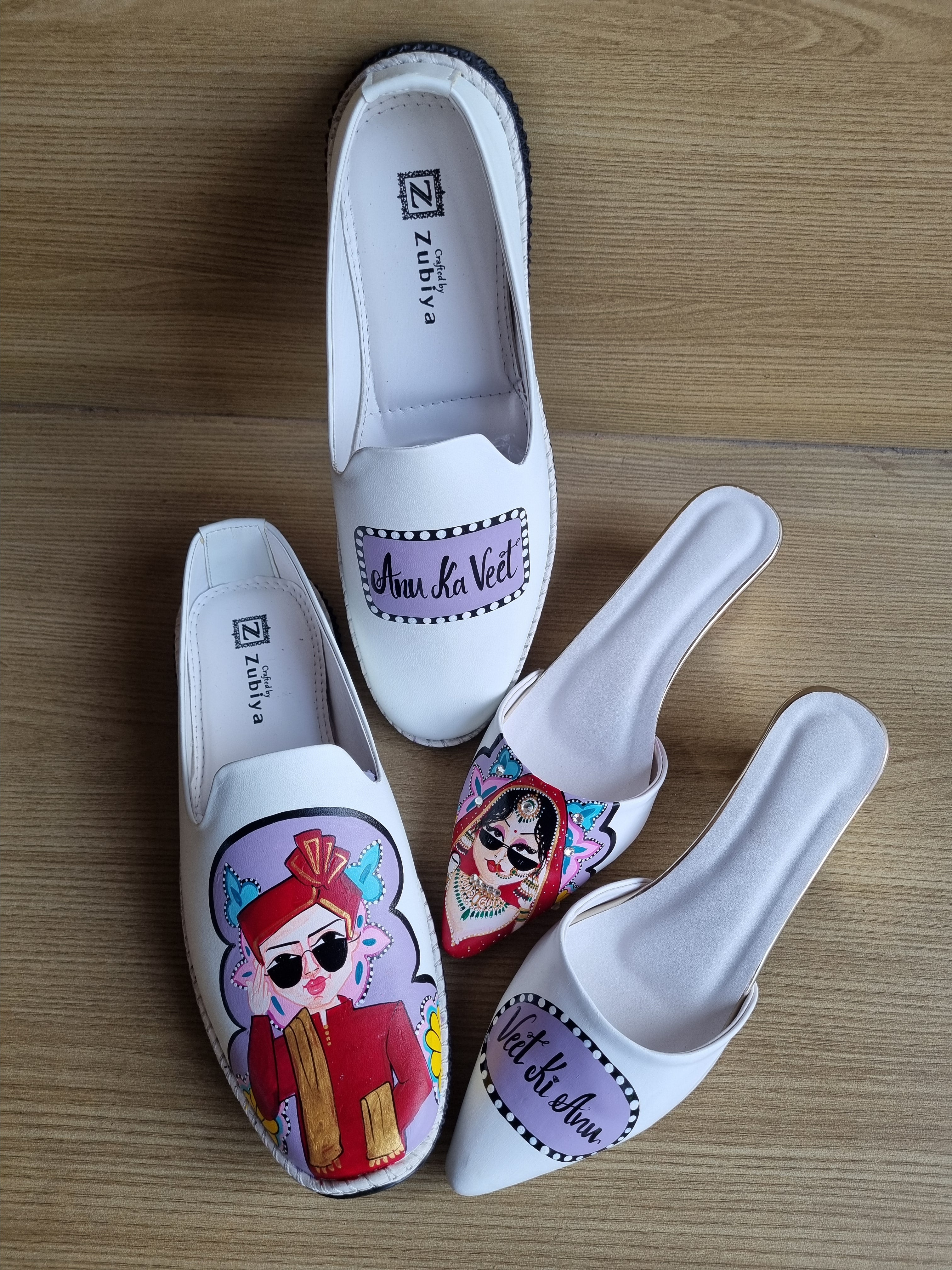 White lilac  men’s Mojris -2 inch mules couple combo