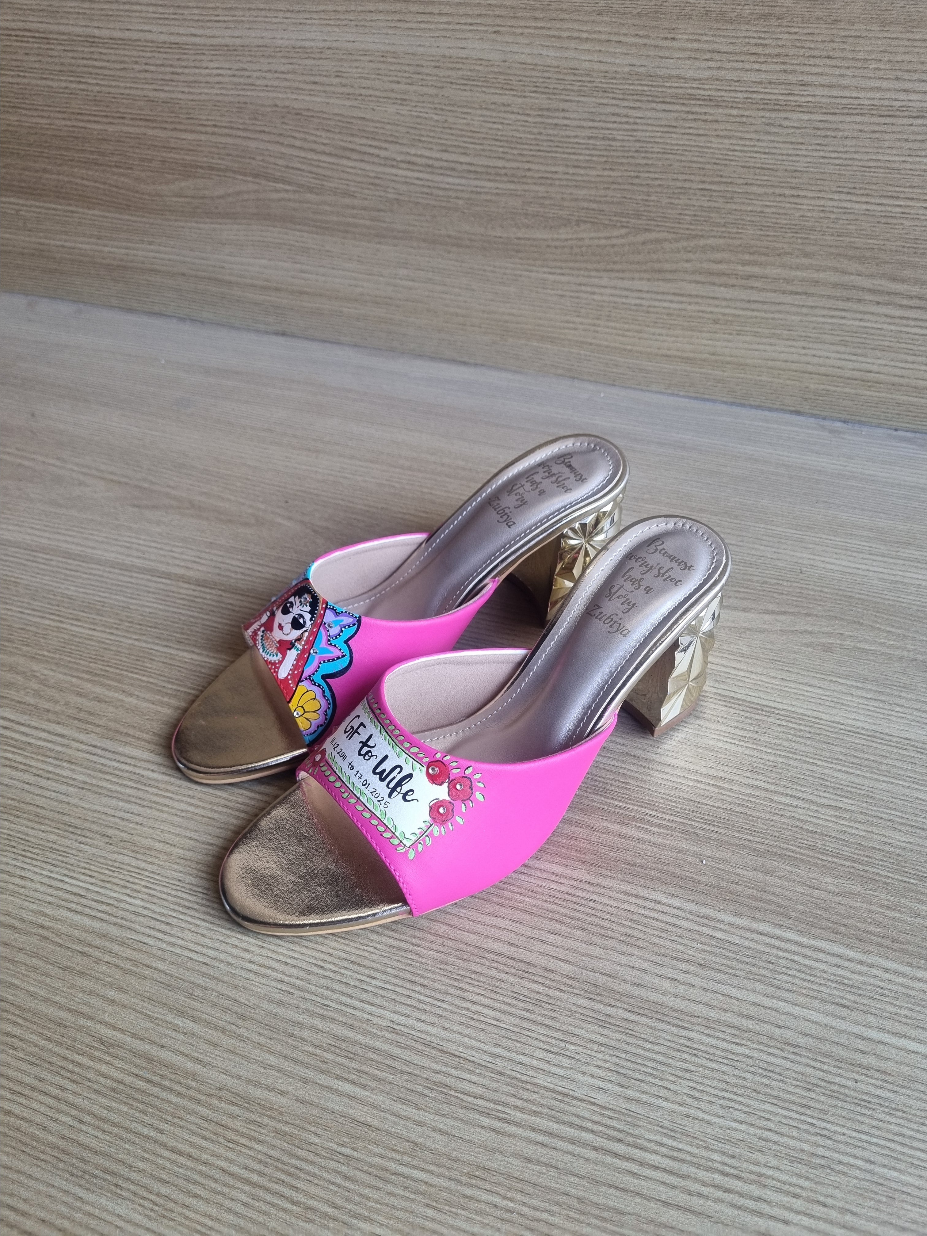 Pink swag 3 inch golden heels